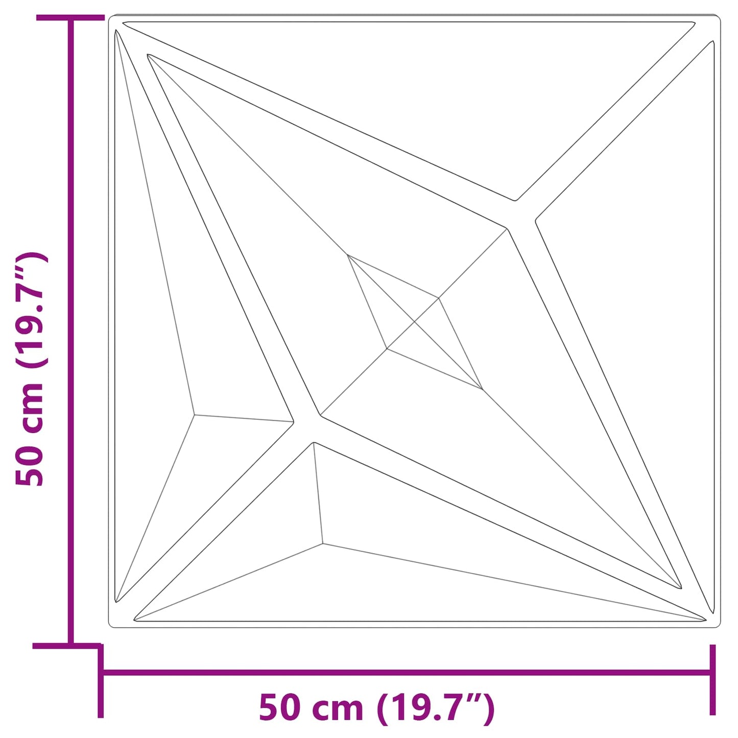 Veggpaneler Stjerne 12 pcs Star Betong 50 x 50 cm XPS Skum