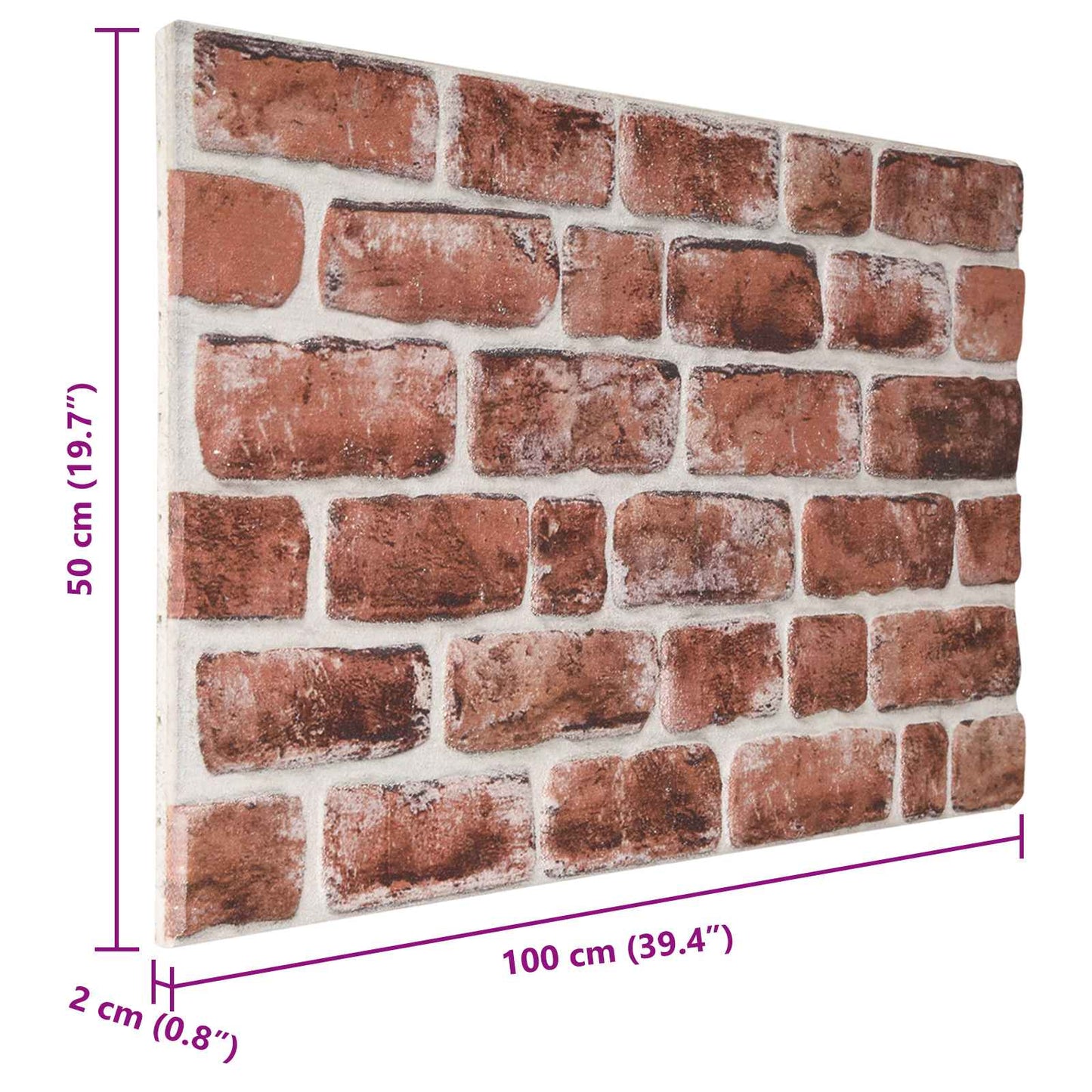 Veggpaneler 10 pcs Mørk Brun og Hvit 100 x 50 cm EPS Skum