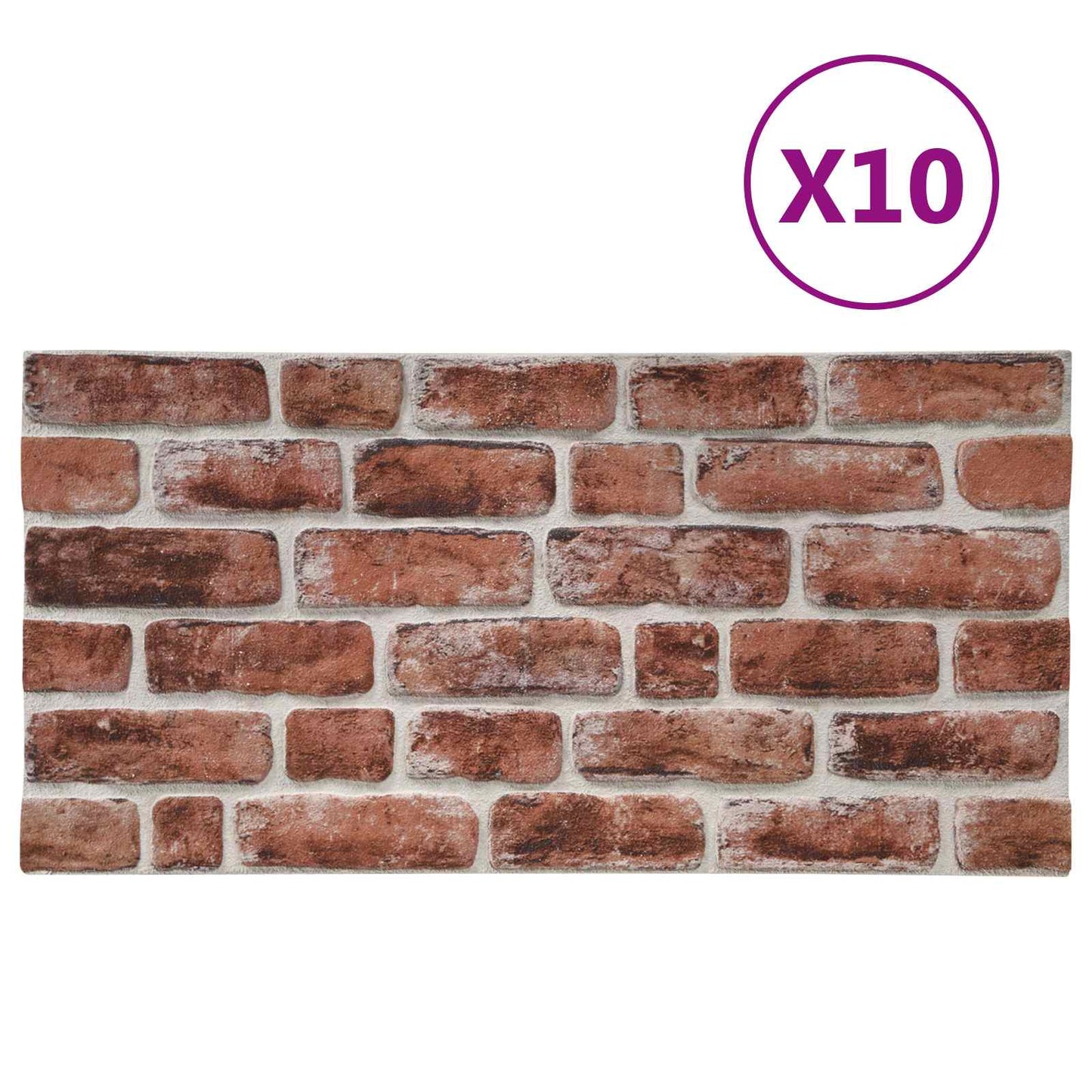 Veggpaneler 10 pcs Mørk Brun og Hvit 100 x 50 cm EPS Skum