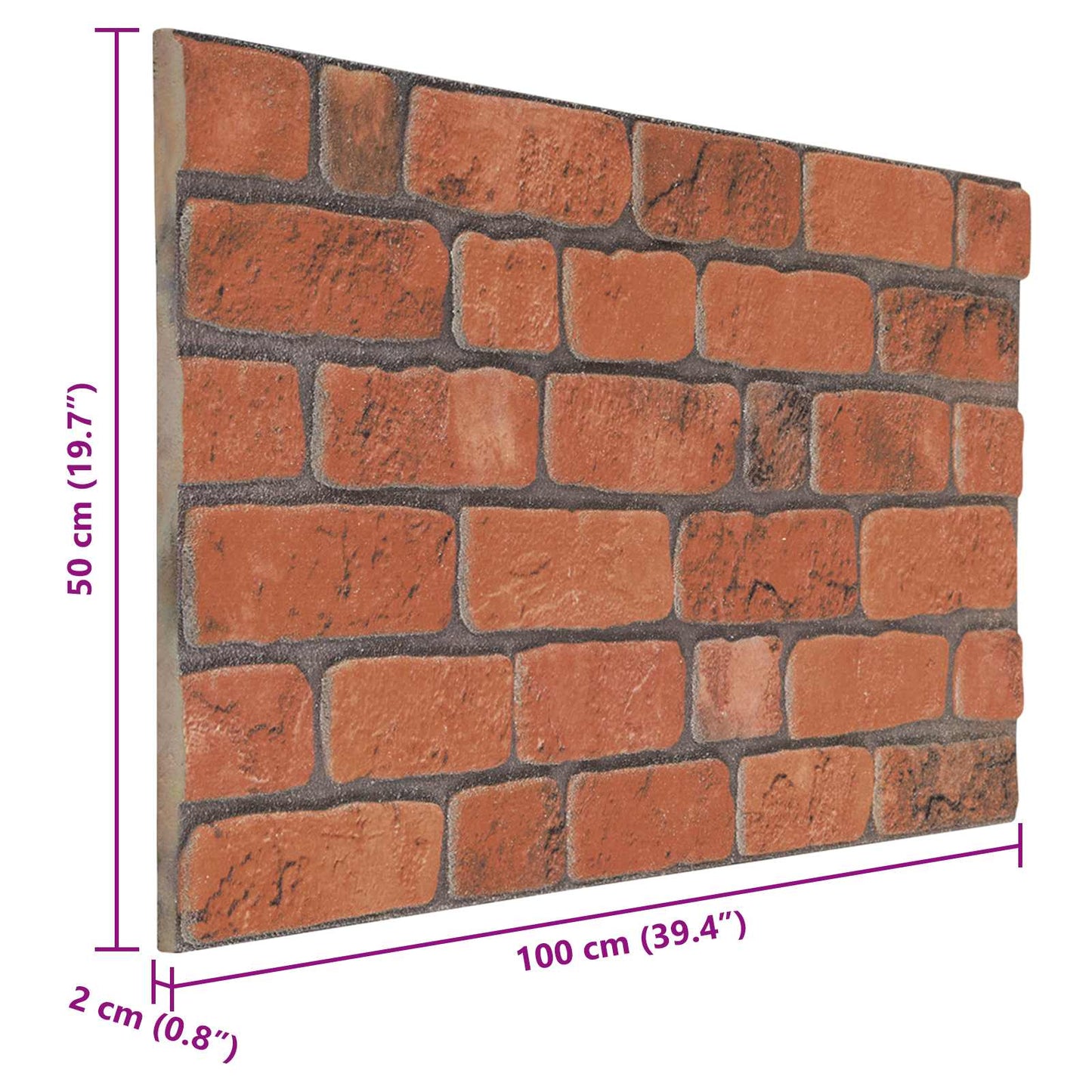 Veggpaneler 10 pcs Terrakotta 100 x 50 cm EPS Skum
