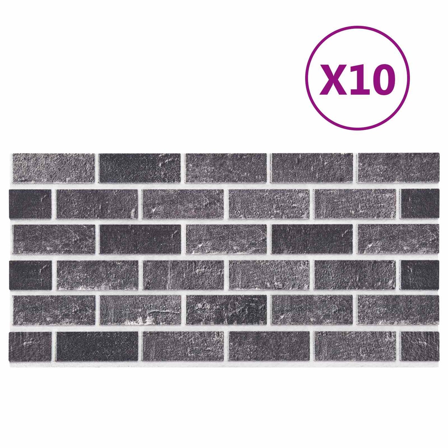 Veggpaneler 10 pcs Svart og Grå 100 x 50 cm EPS Skum