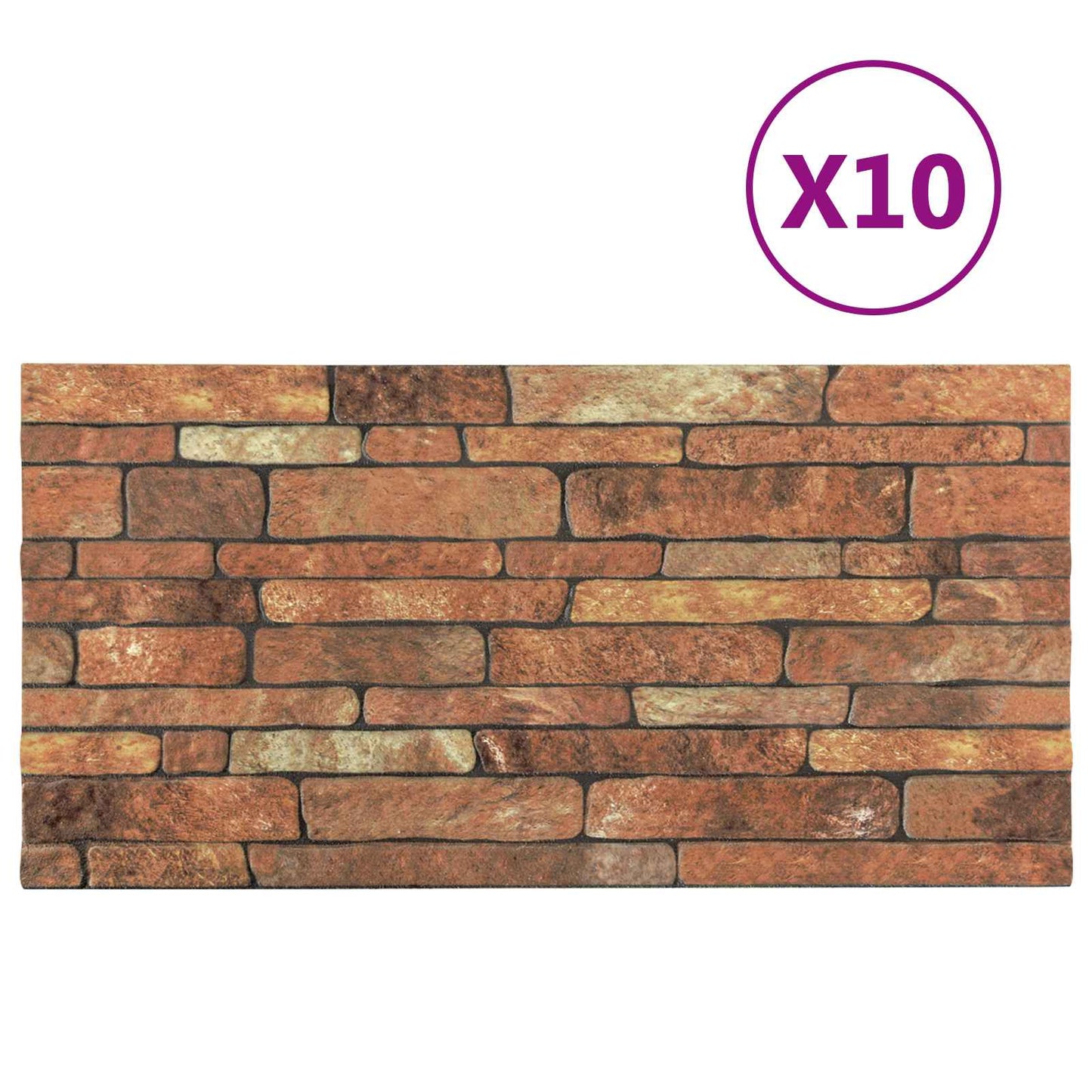 Veggpaneler 10 pcs Brun og hvit 100 x 50 cm EPS Skum