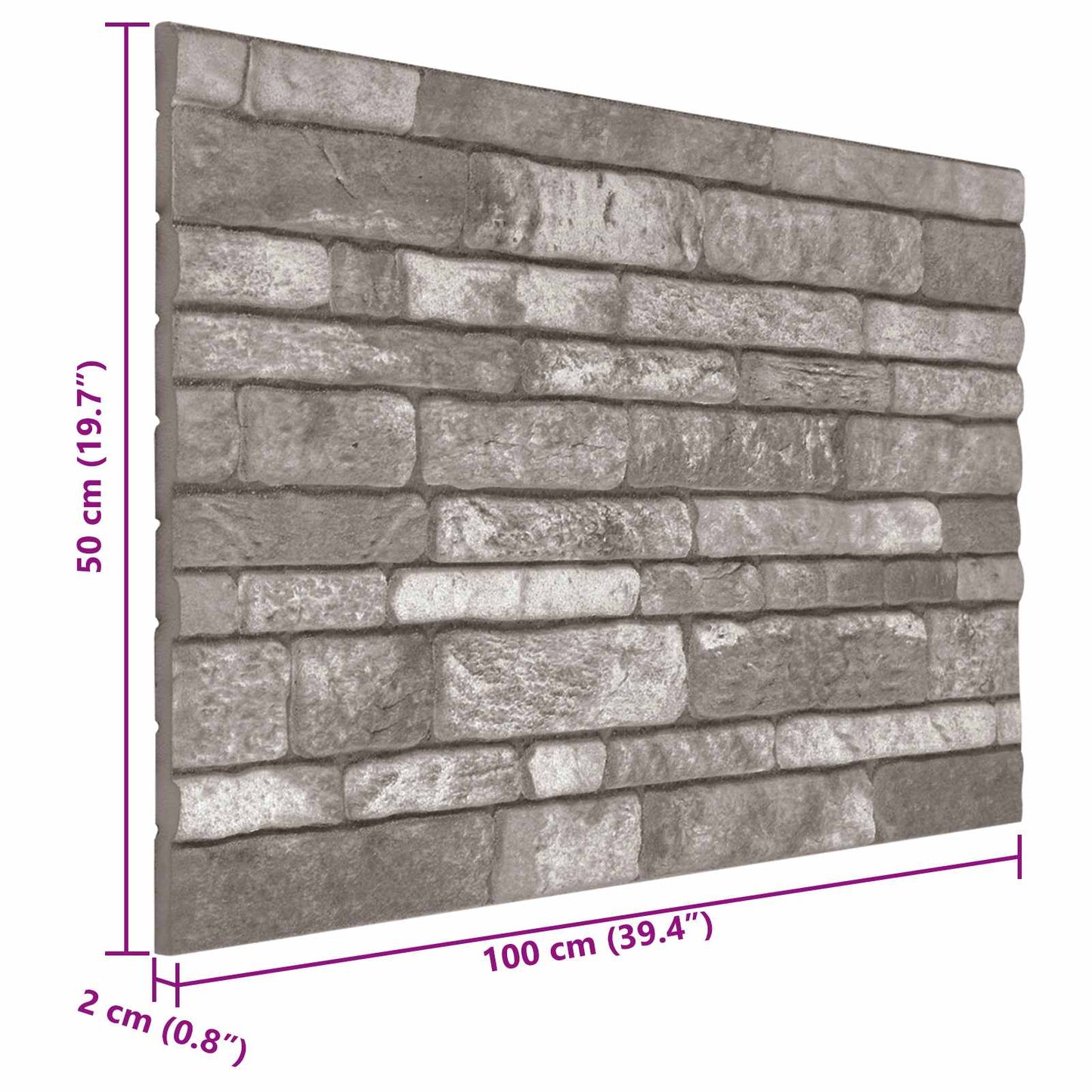 Veggpaneler 10 pcs Mørkegrå 100 x 50 cm EPS Skum