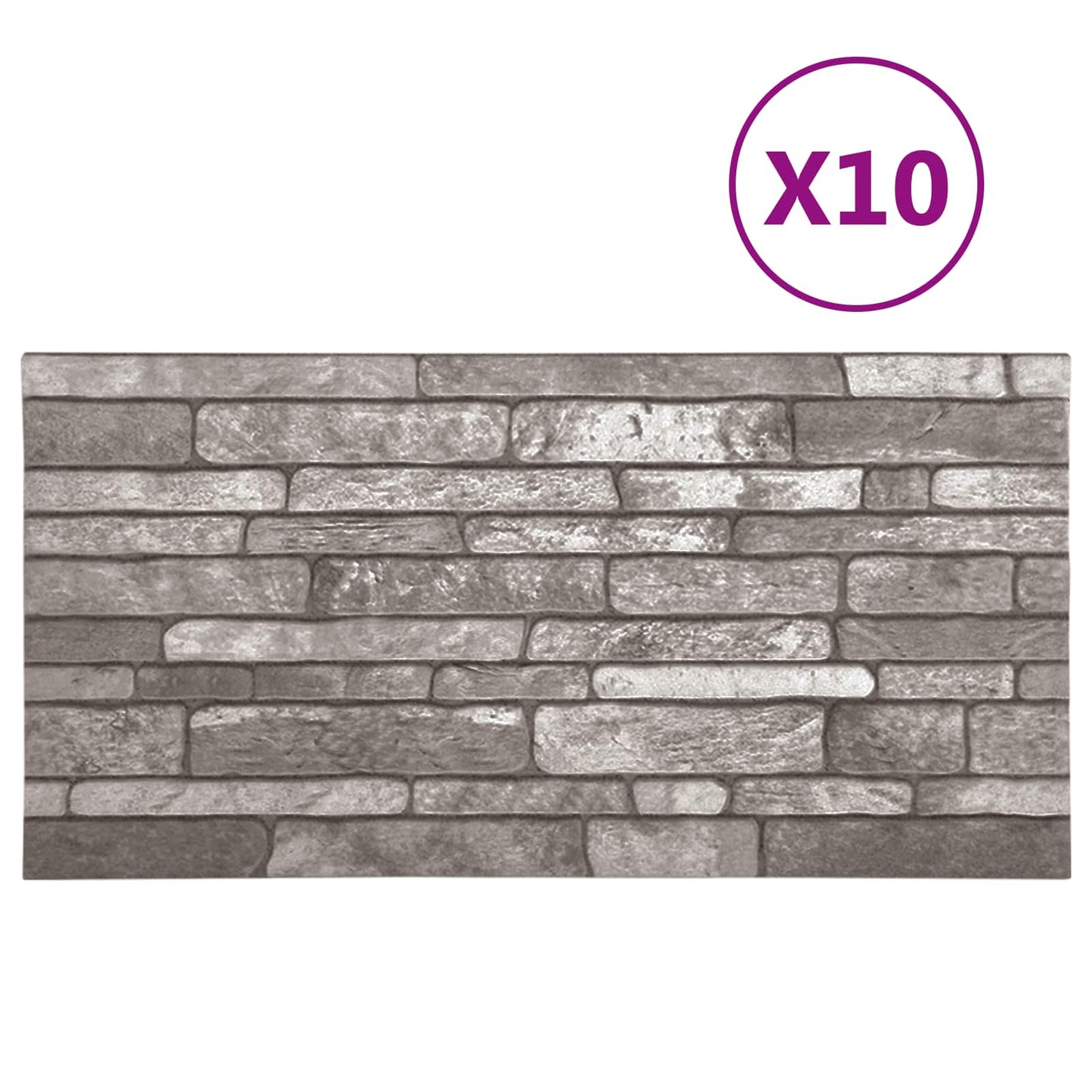 Veggpaneler 10 pcs Mørkegrå 100 x 50 cm EPS Skum