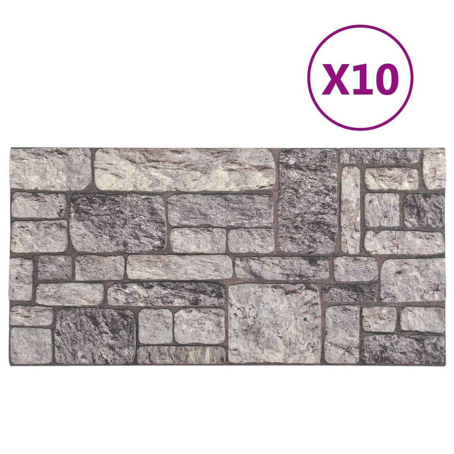 Veggpaneler 10 pcs Grå og hvit 100 x 50 cm EPS Skum