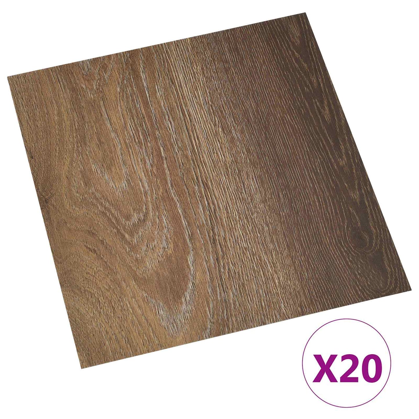 Selvheftende Gulvplanker 30,5 x 30,5 cm 20 pcs PVC Brun