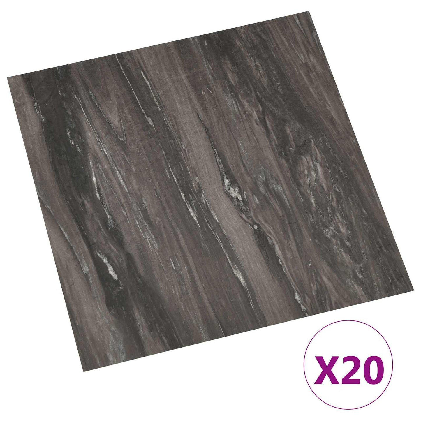 Selvheftende Gulvplanker 30,5 x 30,5 cm 20 pcs PVC Mørkegrå
