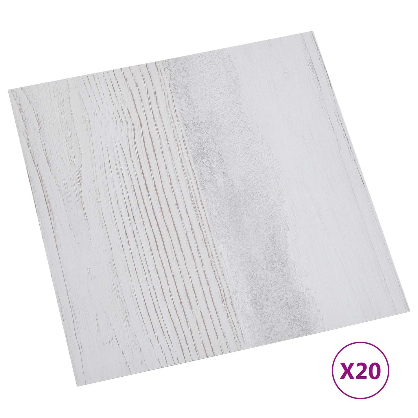Selvheftende Gulvplanker 30,5 x 30,5 cm 20 pcs PVC Hvit og tre