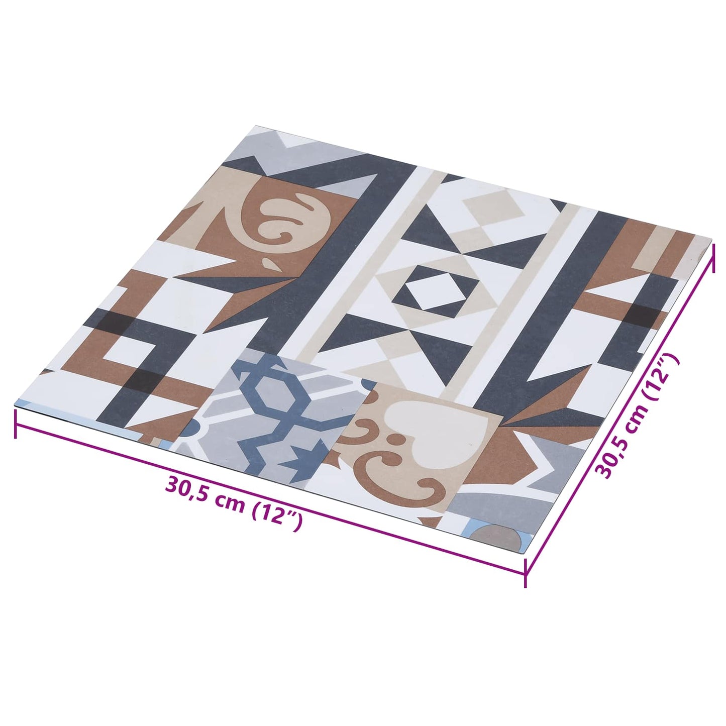 Selvheftende Gulvplanker 30,5 x 30,5 cm 20 pcs PVC Mono Mønster