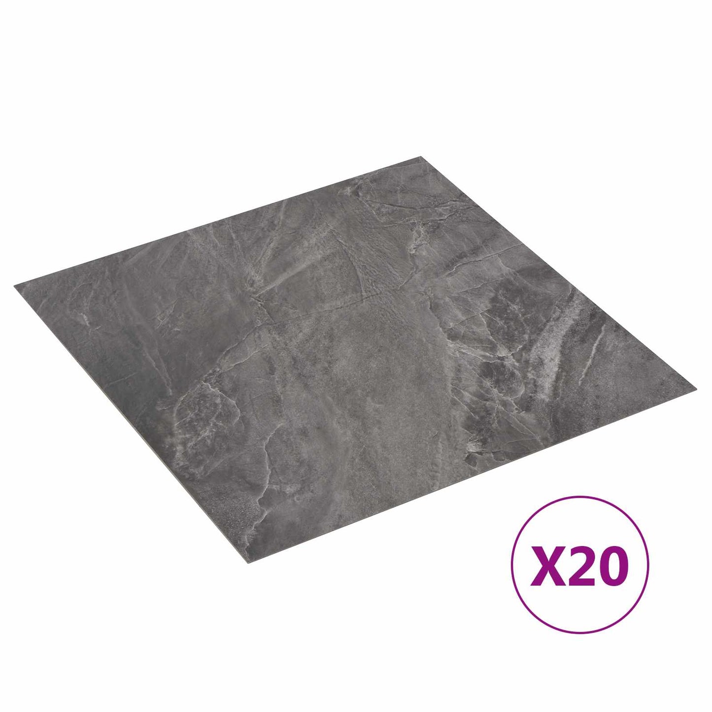 Selvheftende Gulvplanker 30,5 x 30,5 cm 20 pcs PVC Svart
