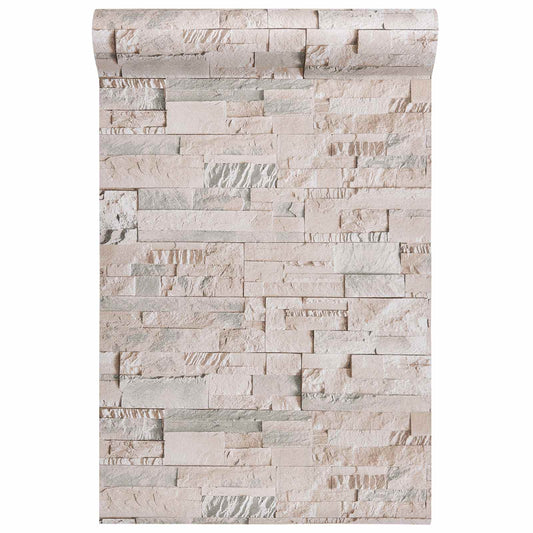 3D Stein Tapet Beige 10 x 0,53 m Non-Woven Stof