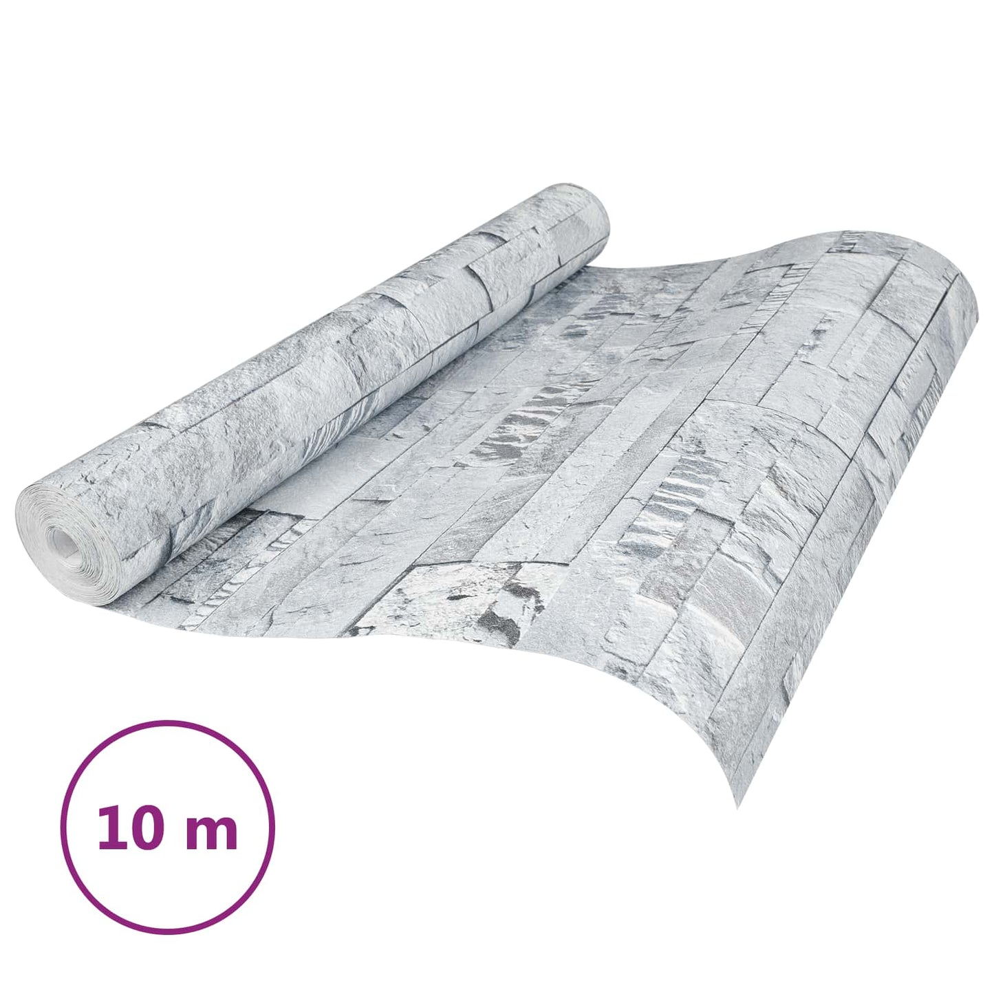 3D Stein Tapet Lysegrå 10 x 0,53 m Non-Woven Stof
