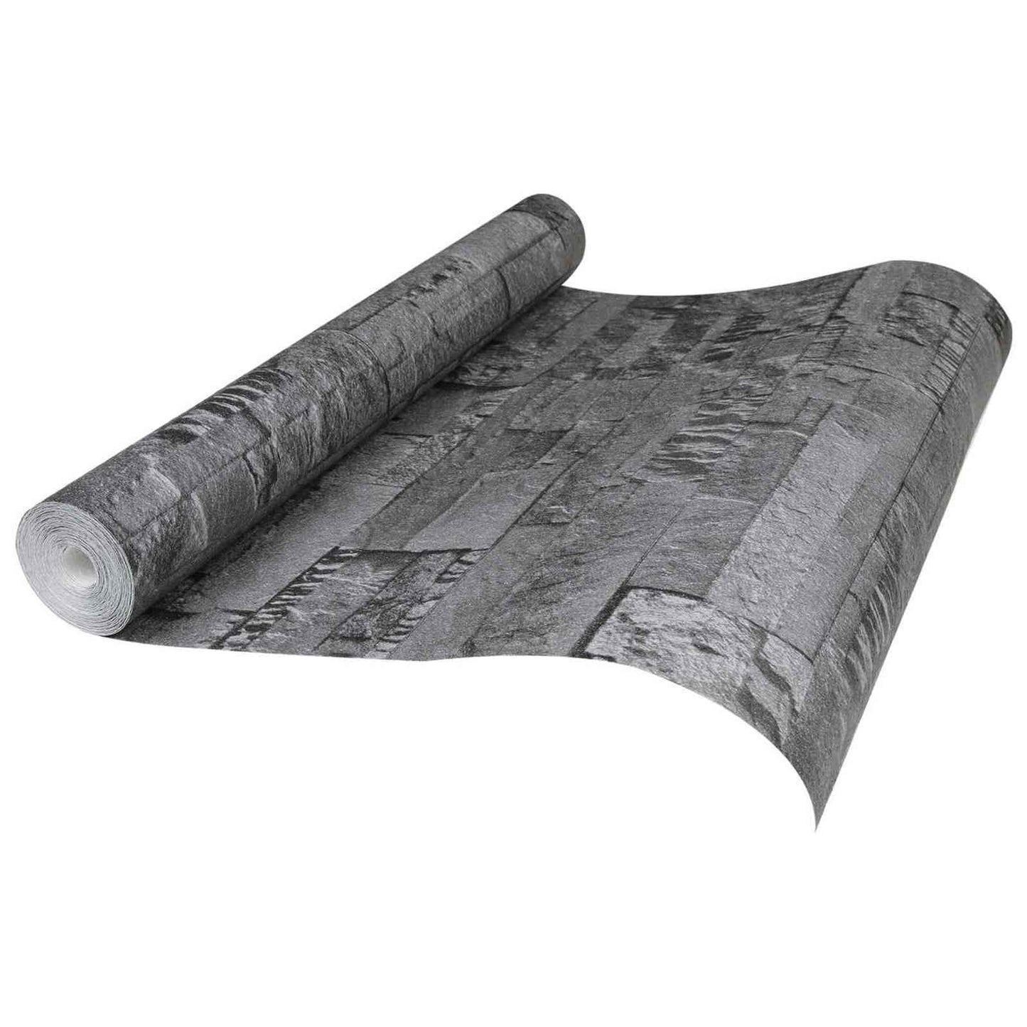 3D Stein Tapet Svart 10 x 0,53 m Non-Woven Stof