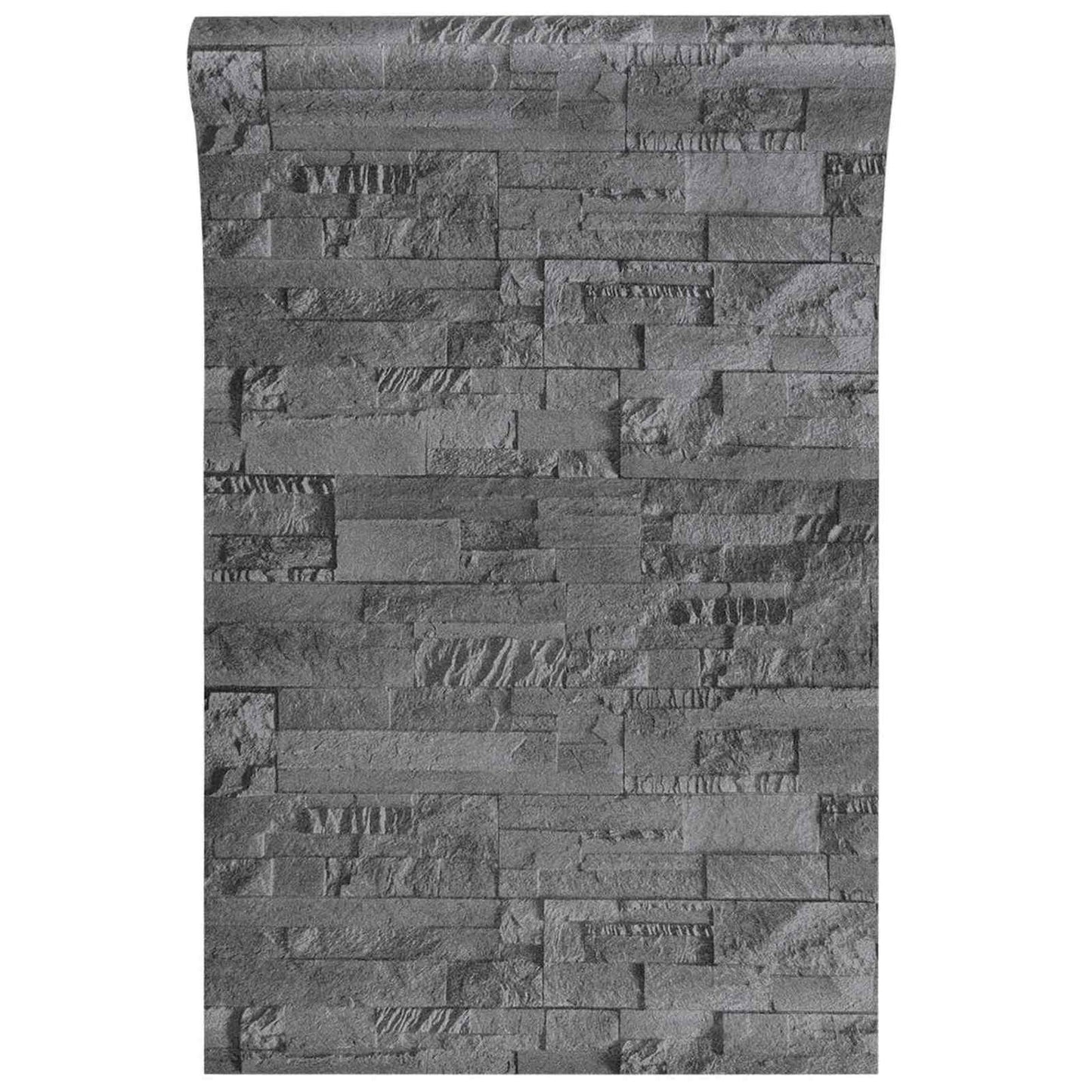 3D Stein Tapet Svart 10 x 0,53 m Non-Woven Stof
