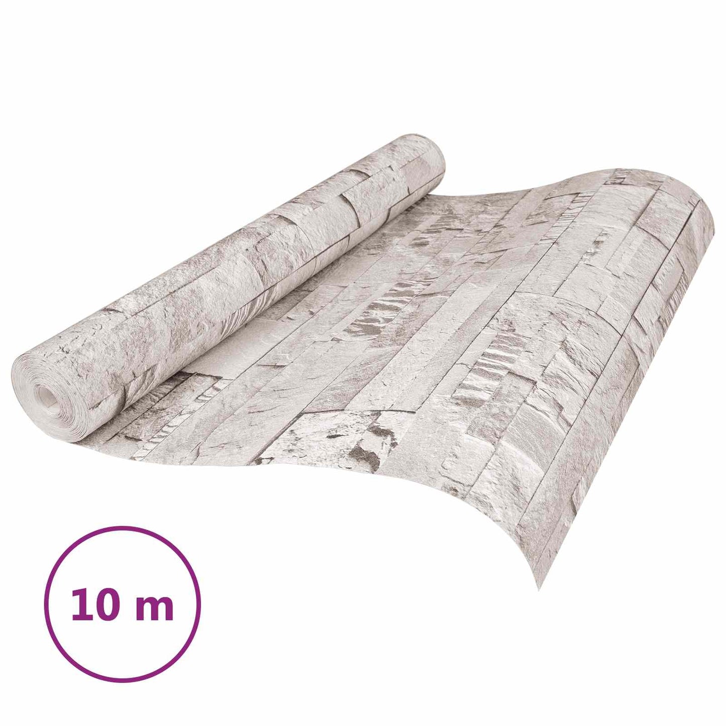 3D Stein Tapet Krem 10 x 0,53 m Non-Woven Stof