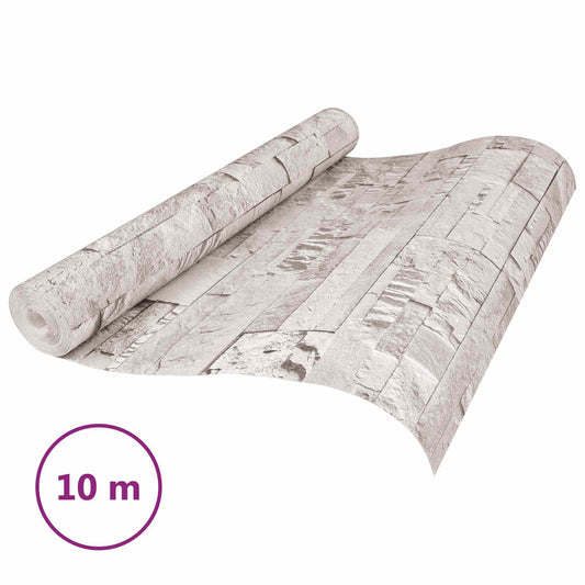3D Stein Tapet Krem 10 x 0,53 m Non-Woven Stof