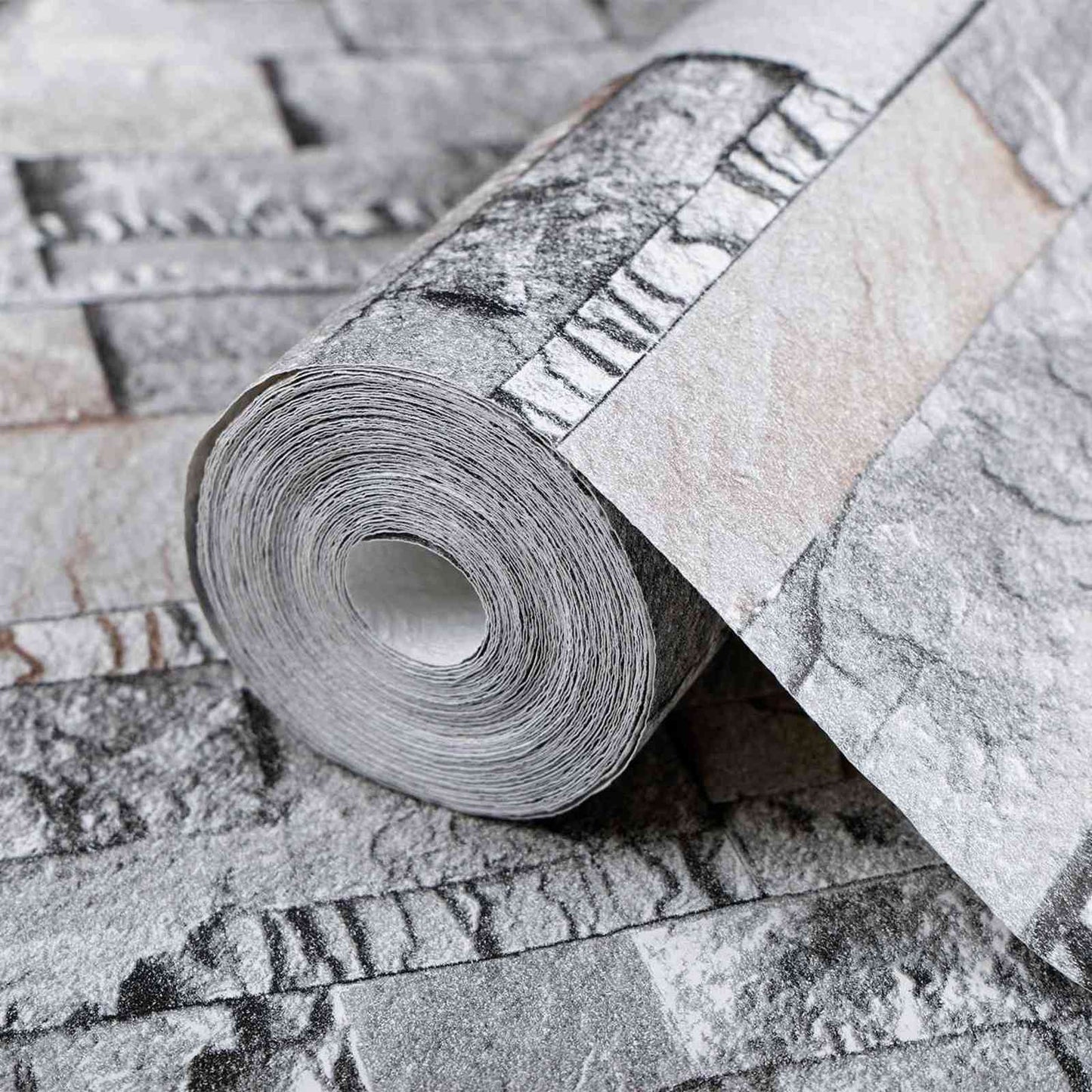 3D Stein Tapet Grå 10 x 0,53 m Non-Woven Stof