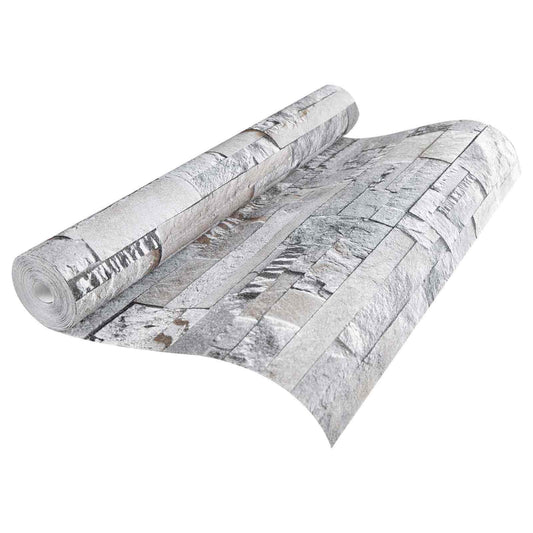 3D Stein Tapet Grå 10 x 0,53 m Non-Woven Stof