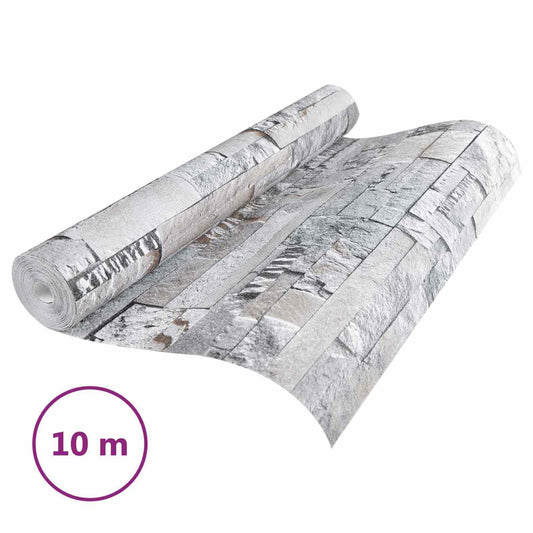3D Stein Tapet Grå 10 x 0,53 m Non-Woven Stof