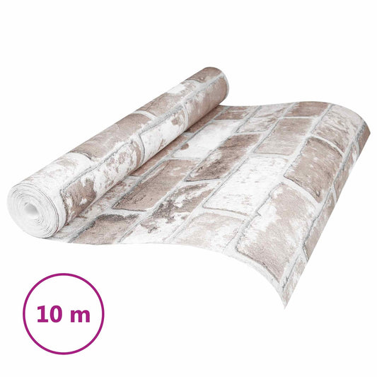 3D Solid Tapet Stripete Murstein 10 x 0,53 m Non-Woven Stof