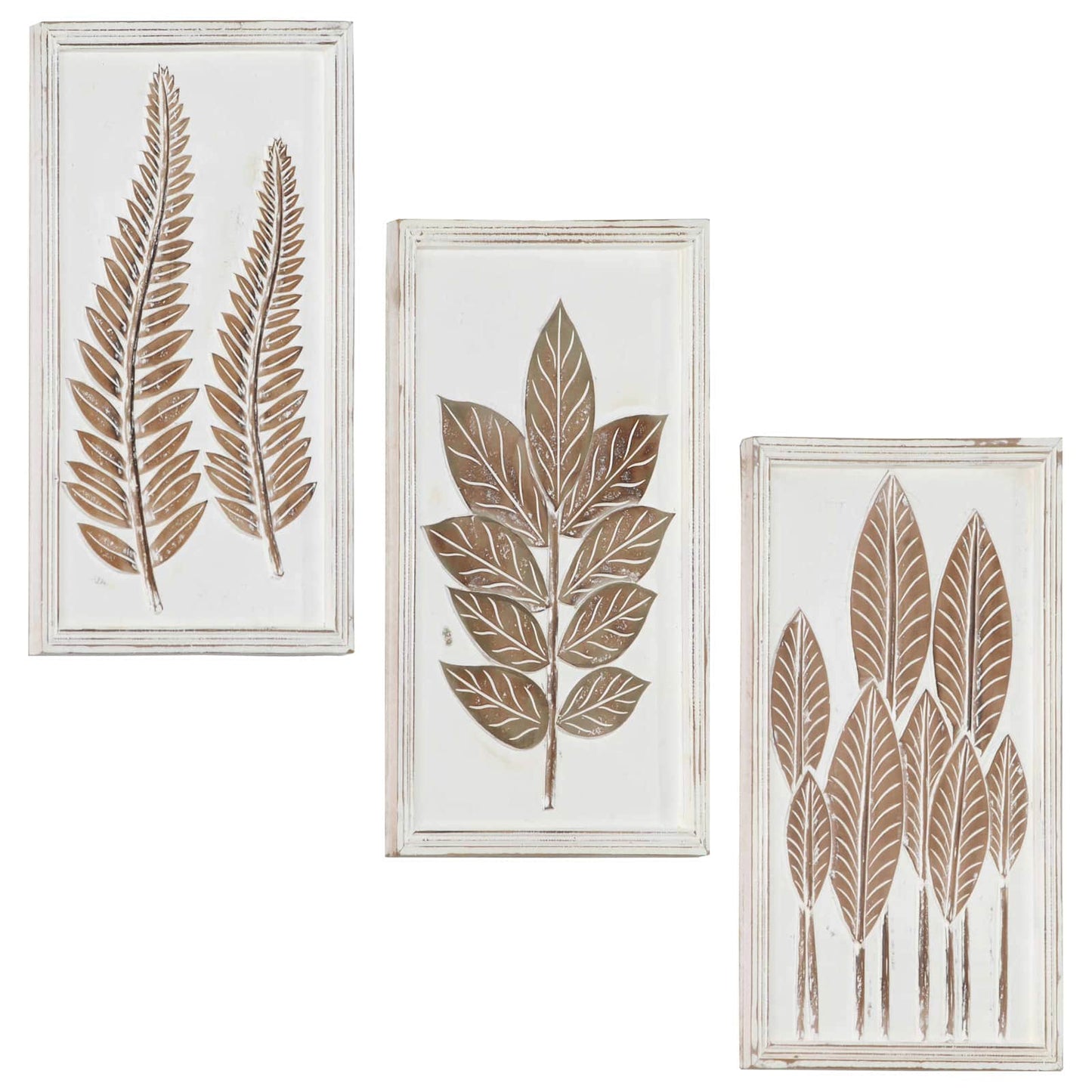 Kunst Dekor 3 pcs Brun og hvit 40 x 40 x 1,5 cm Konstruert tre