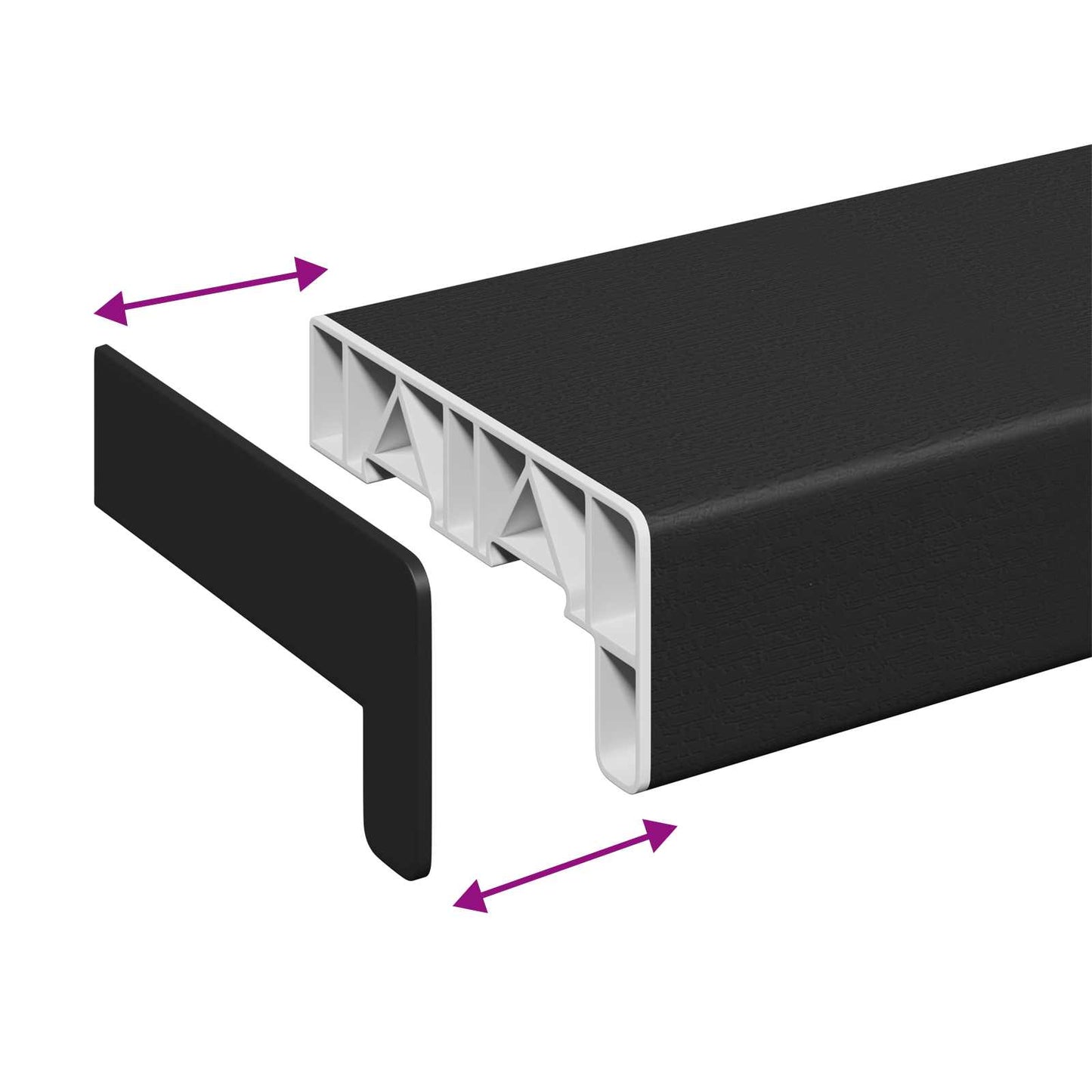 Vinduskarmer Svart med trestruktur 120 x 10 x 4,5 cm PVC