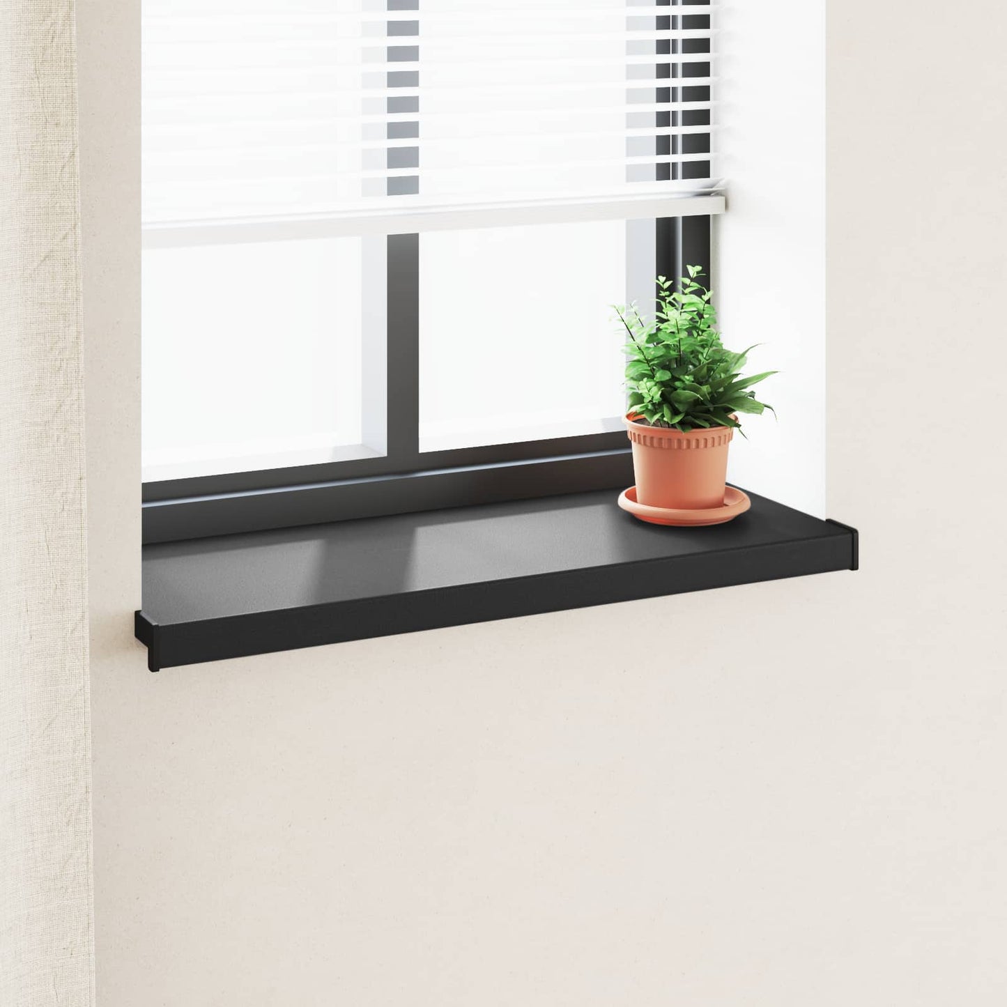 Vinduskarmer Svart med trestruktur 100 x 30 x 4,5 cm PVC