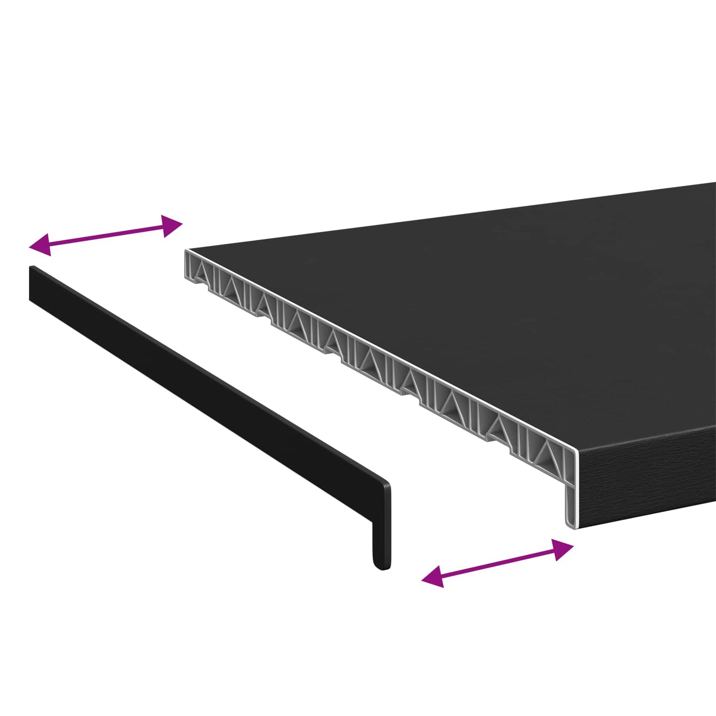 Vinduskarmer Svart med trestruktur 140 x 50 x 4,5 cm PVC