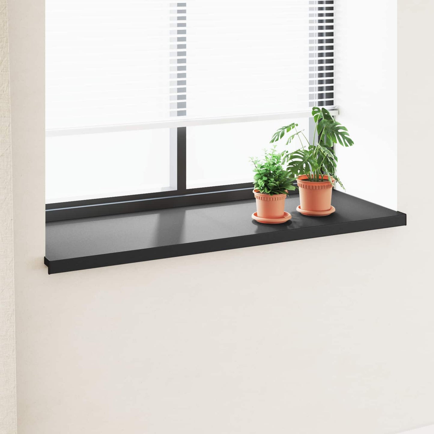 Vinduskarmer Svart med trestruktur 140 x 50 x 4,5 cm PVC