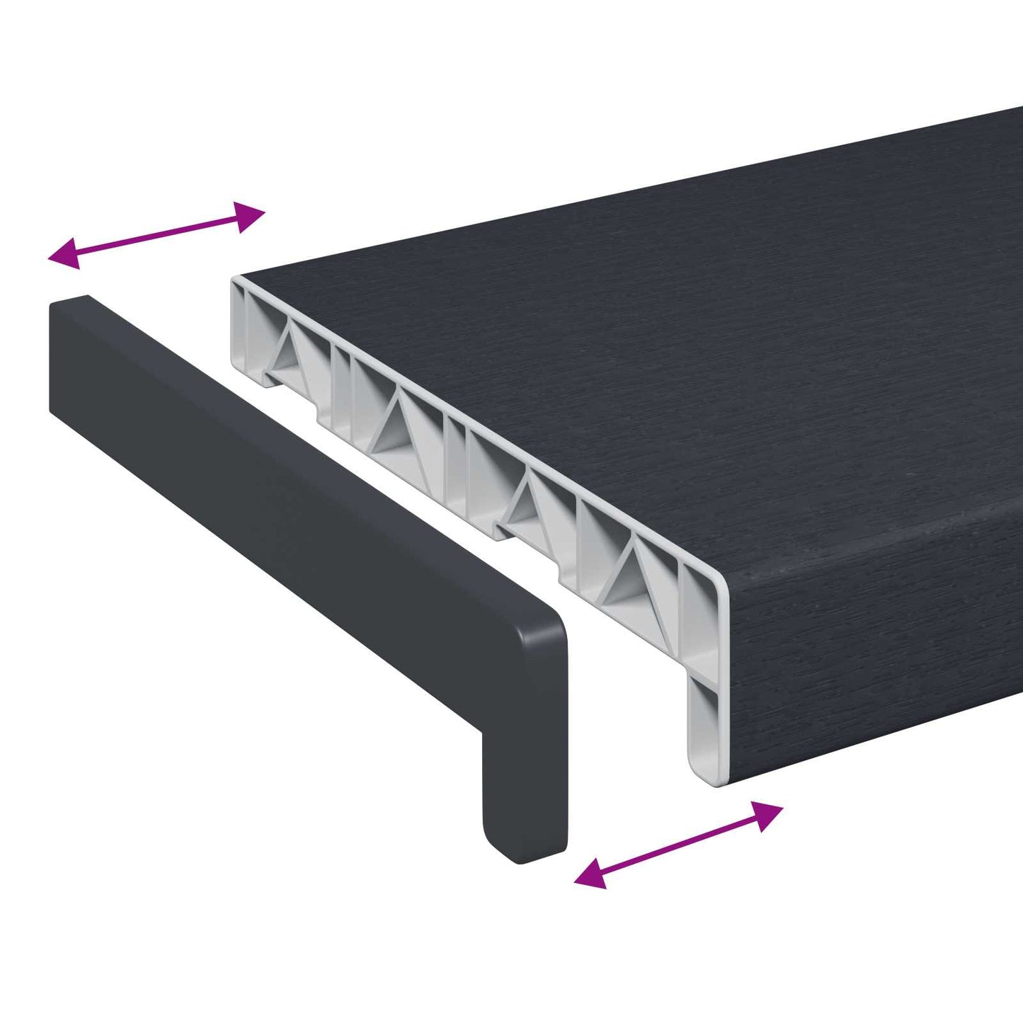 Vinduskarmer Anthracitt med trestruktur 60 x 20 x 4,5 cm PVC