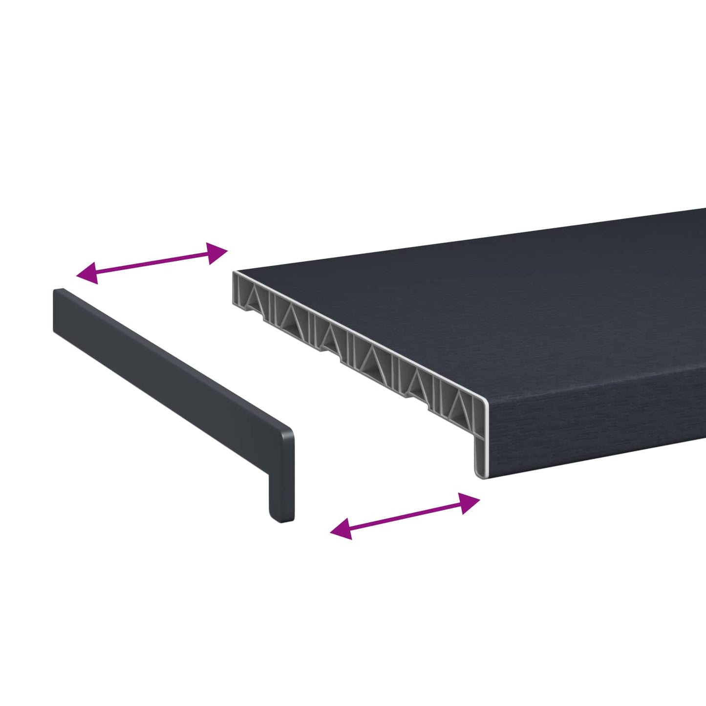 Vinduskarmer Anthracitt med trestruktur 80 x 35 x 4,5 cm PVC