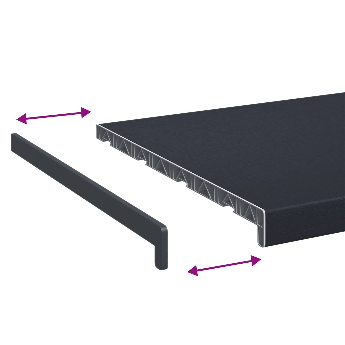 Vinduskarmer Anthracitt med trestruktur 160 x 45 x 4,5 cm PVC