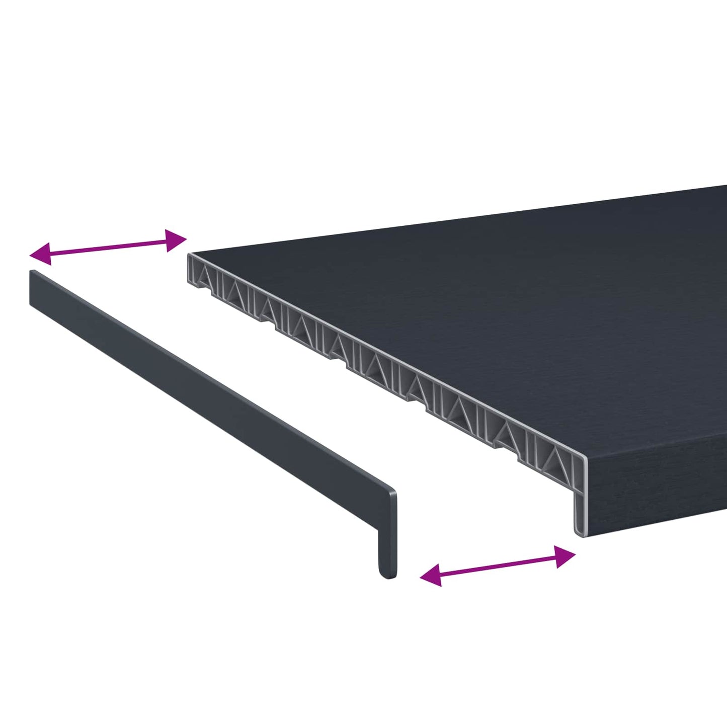 Vinduskarmer Anthracitt med trestruktur 160 x 50 x 4,5 cm PVC