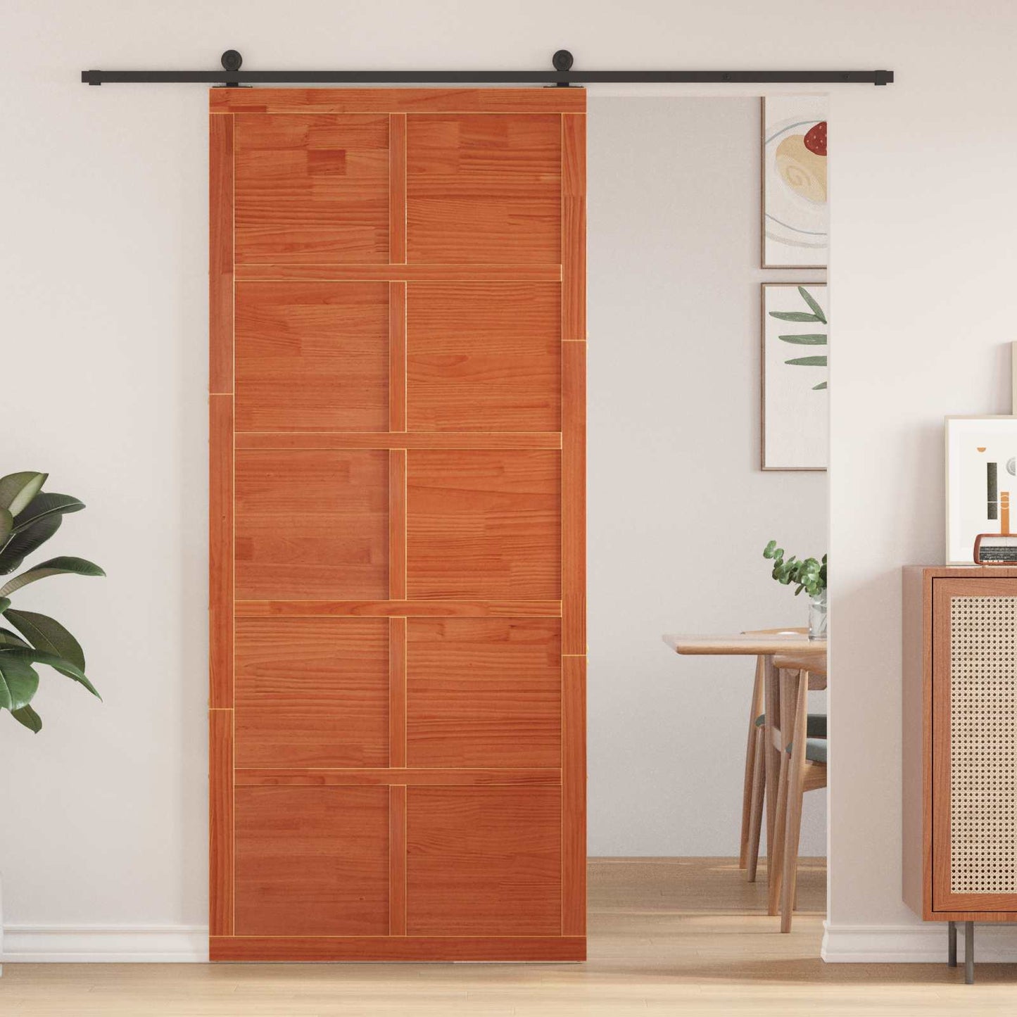 Låvedør Voksbrun 90 x 2,5 x 208 cm Heltre furu
