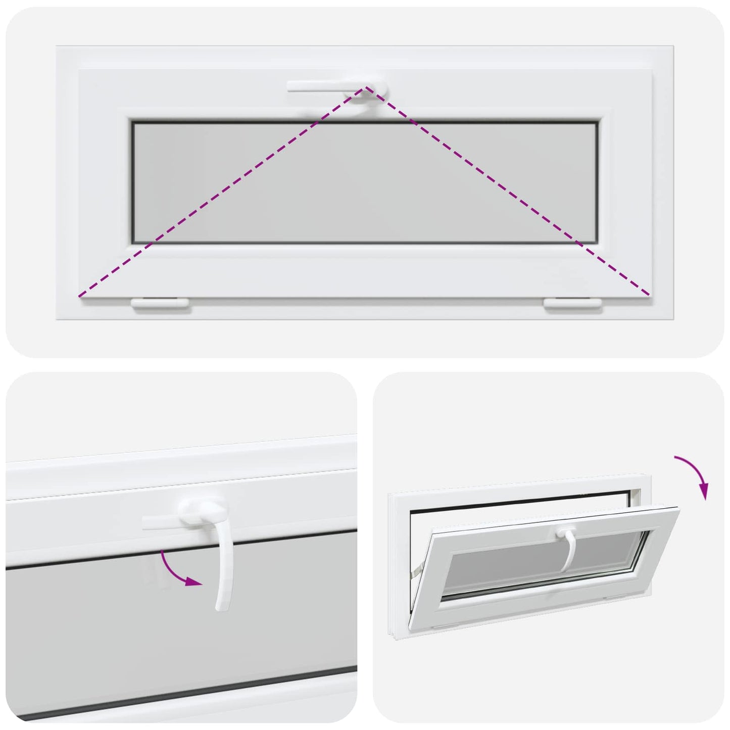 Kjølevindu RISOR 90 x 40 cm PVC og glass Hvit