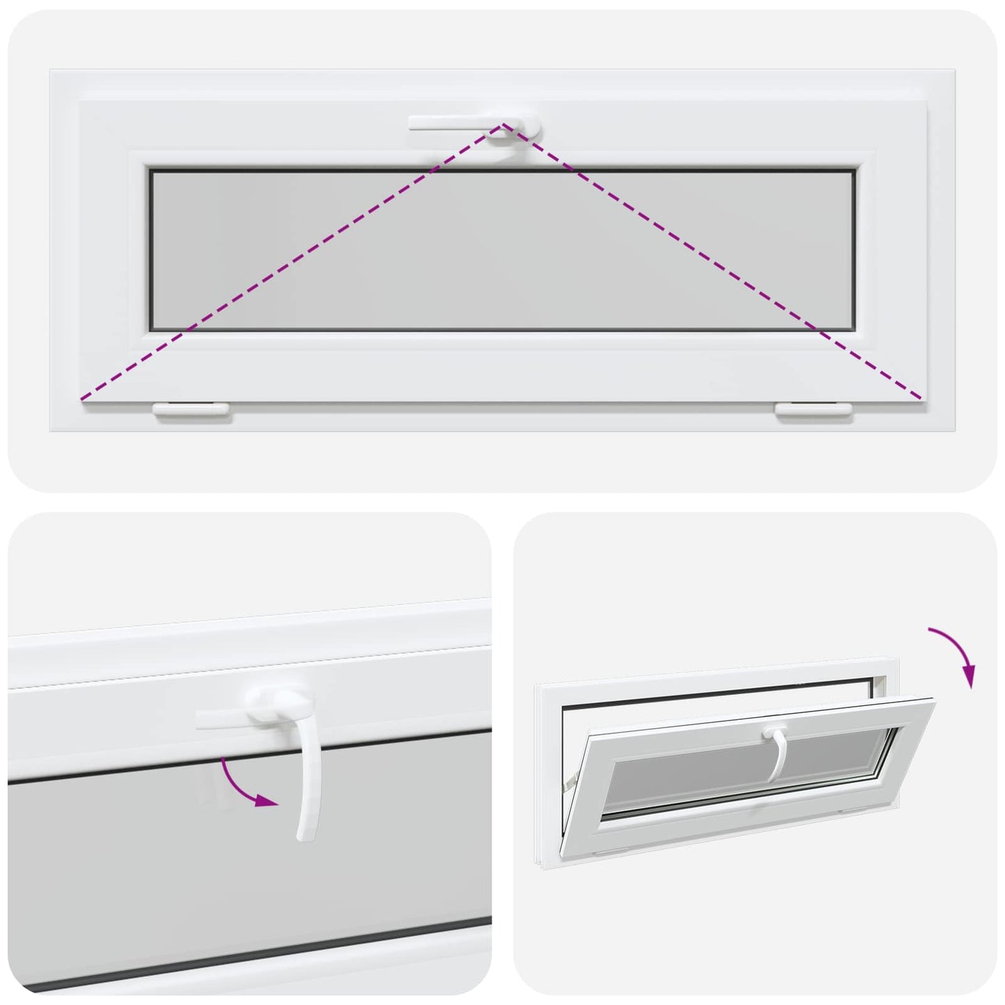 Kjølevindu RISOR 100 x 40 cm PVC og glass Hvit