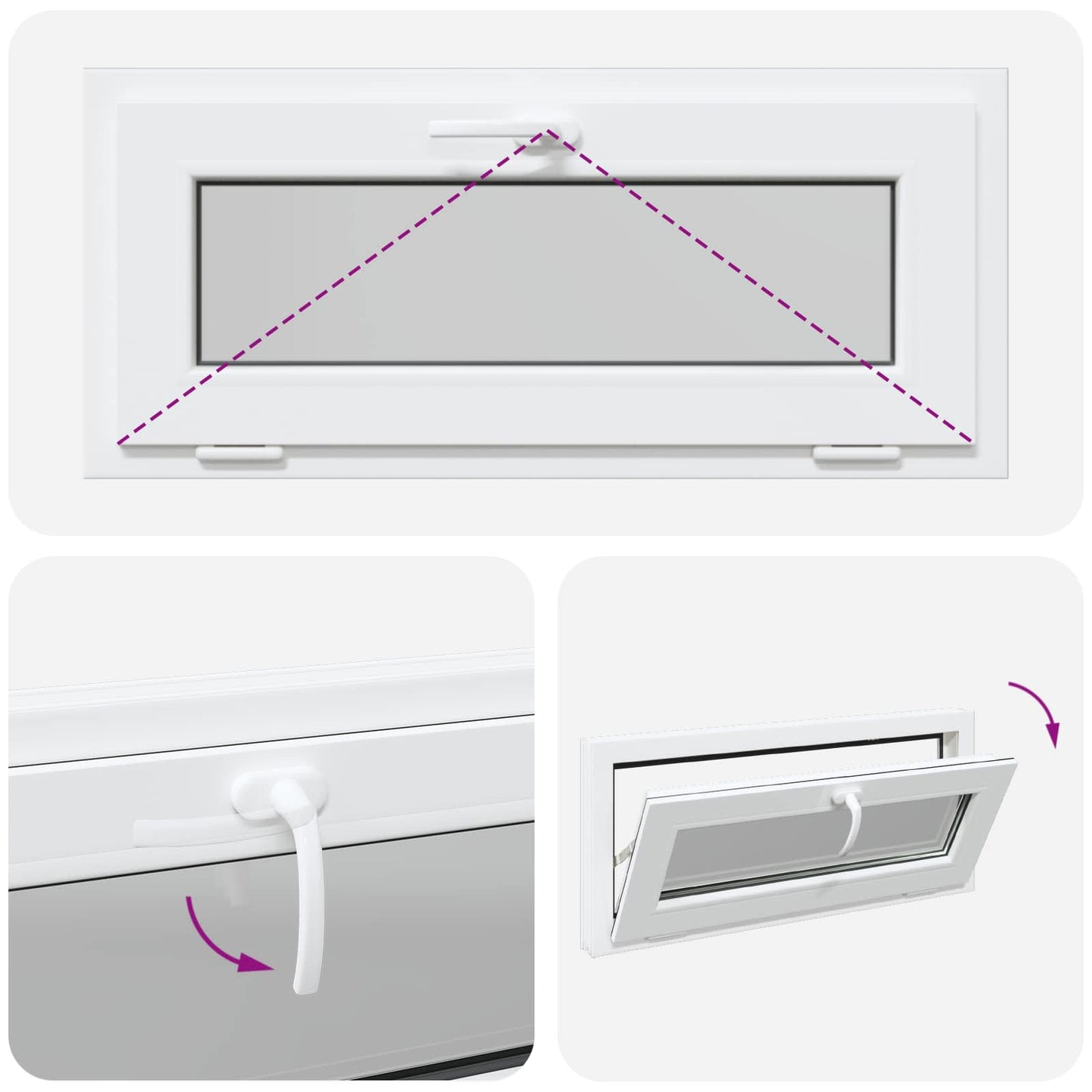 Kjølevindu RISOR 90 x 40 cm PVC og glass Hvit