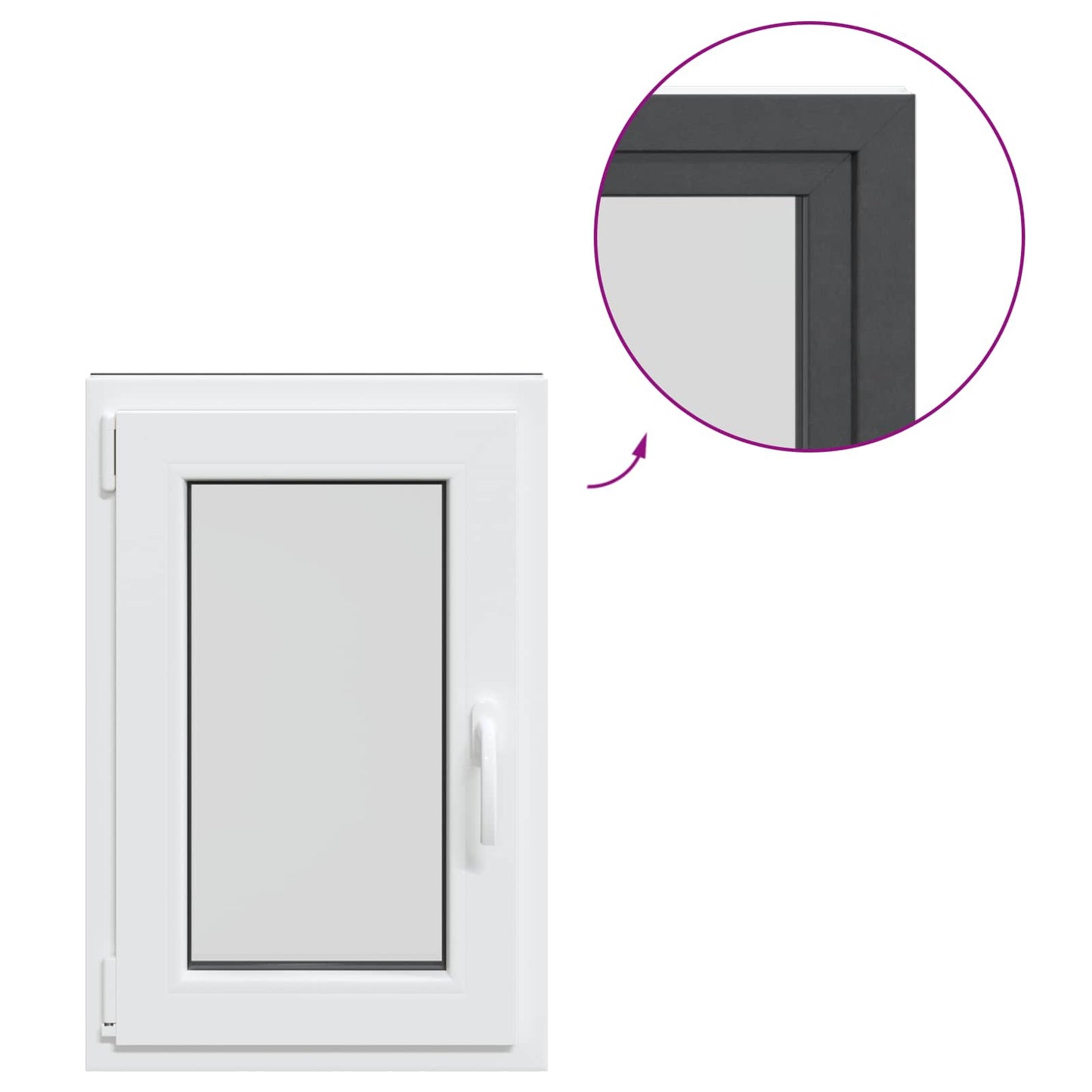 Kjølevindu RISOR 50 x 75 cm PVC og glass Antrasitt