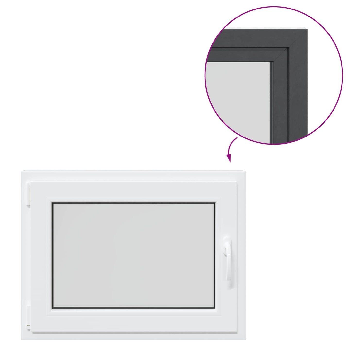 Kjølevindu RISOR 80 x 70 cm PVC og glass Antrasitt