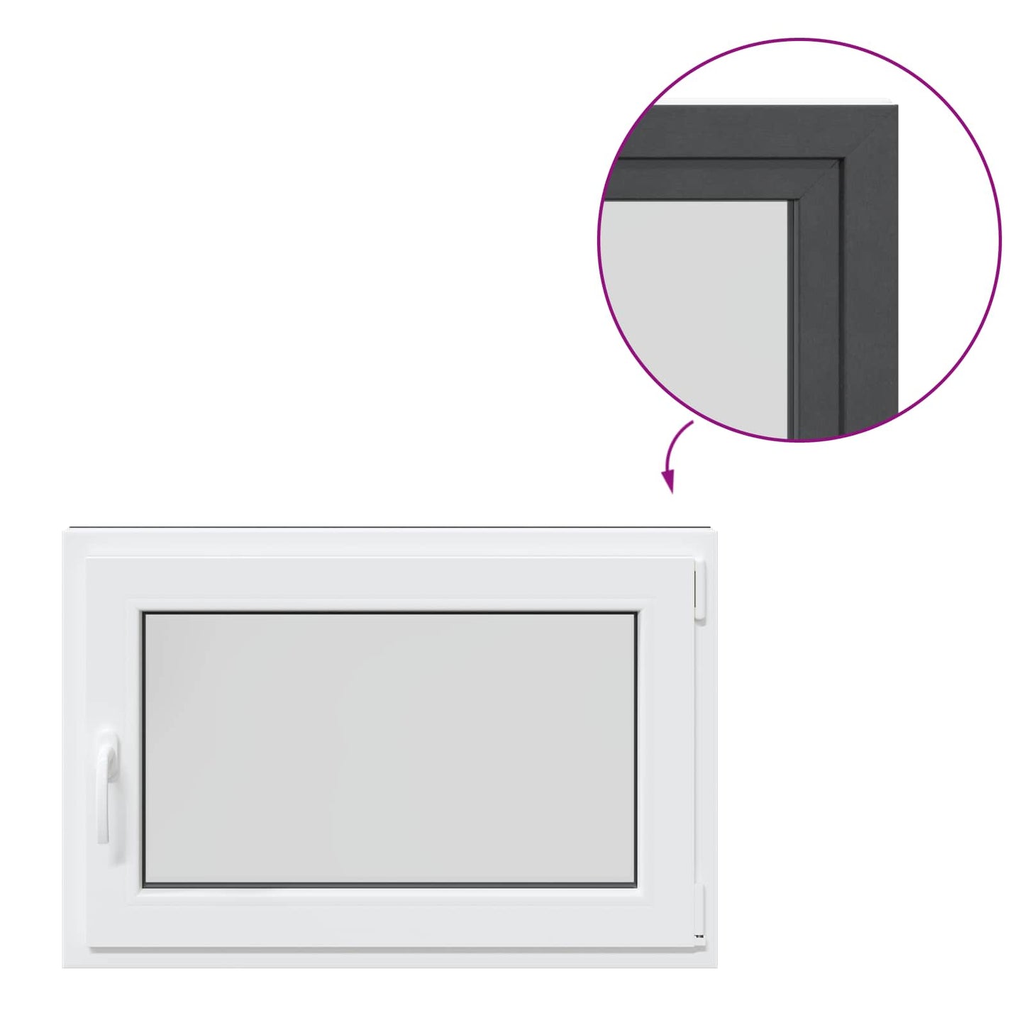 Kjølevindu RISOR 80 x 70 cm PVC og glass Antrasitt