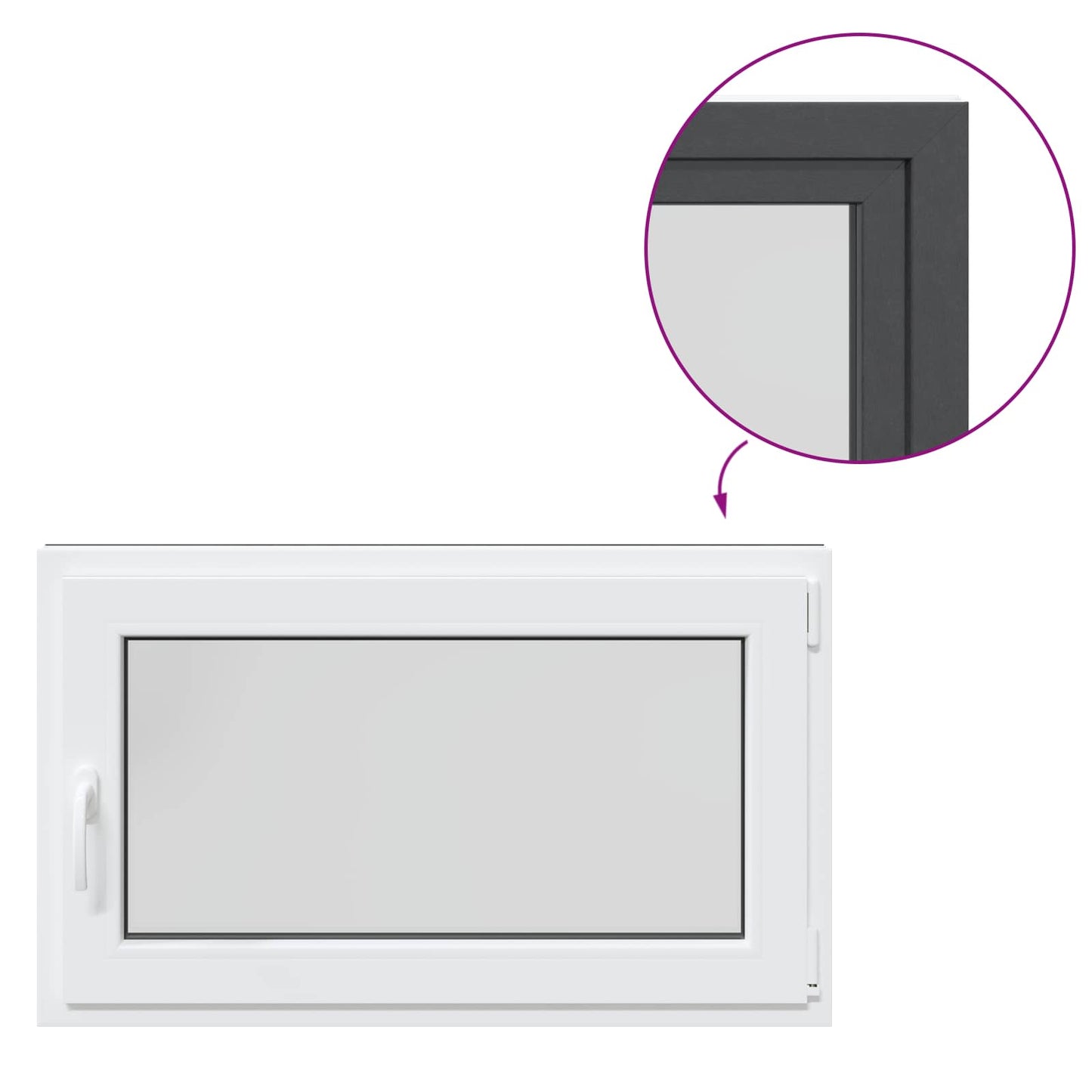 Kjølevindu RISOR 100 x 60 cm PVC og glass Antrasitt