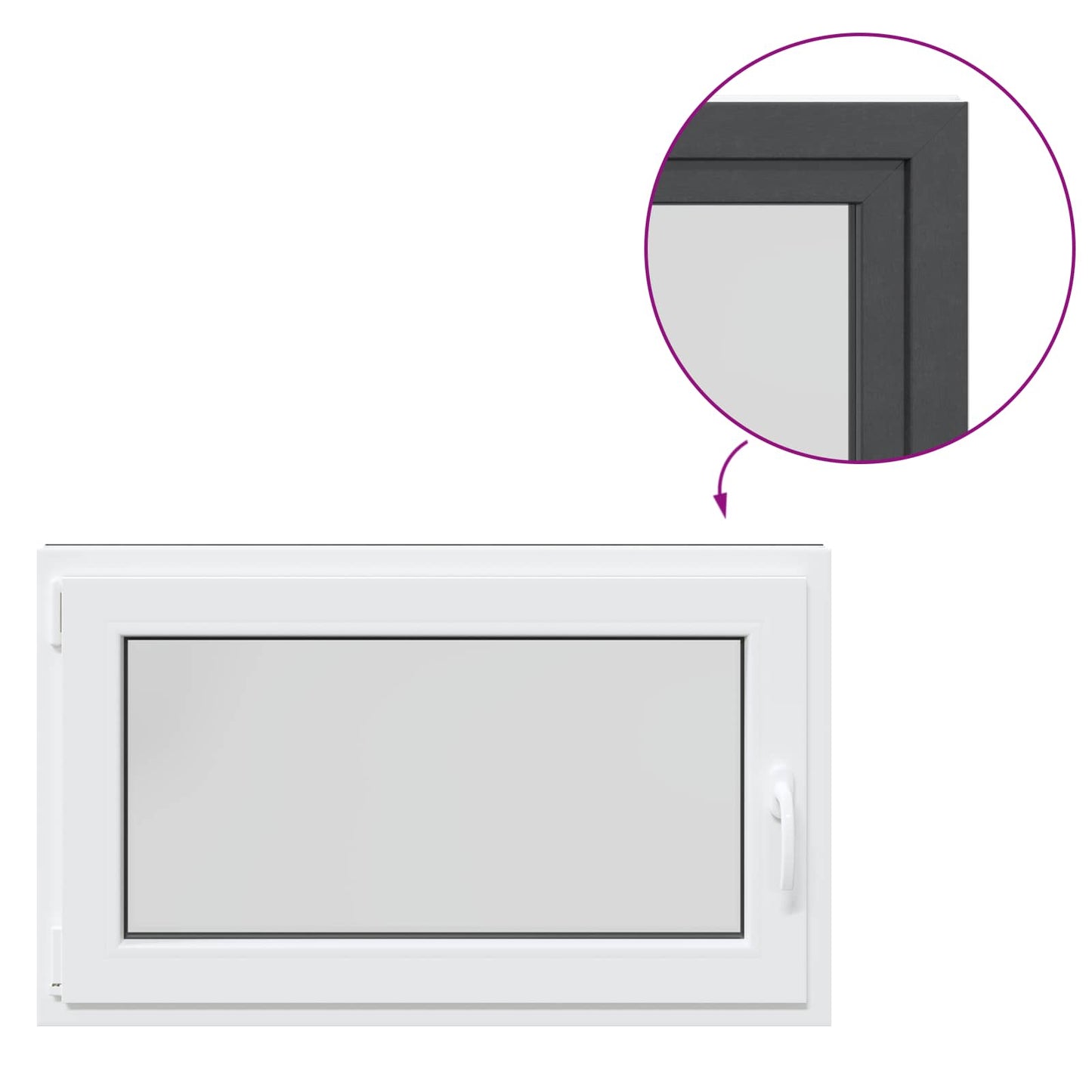 Kjølevindu RISOR 100 x 70 cm PVC og glass Antrasitt