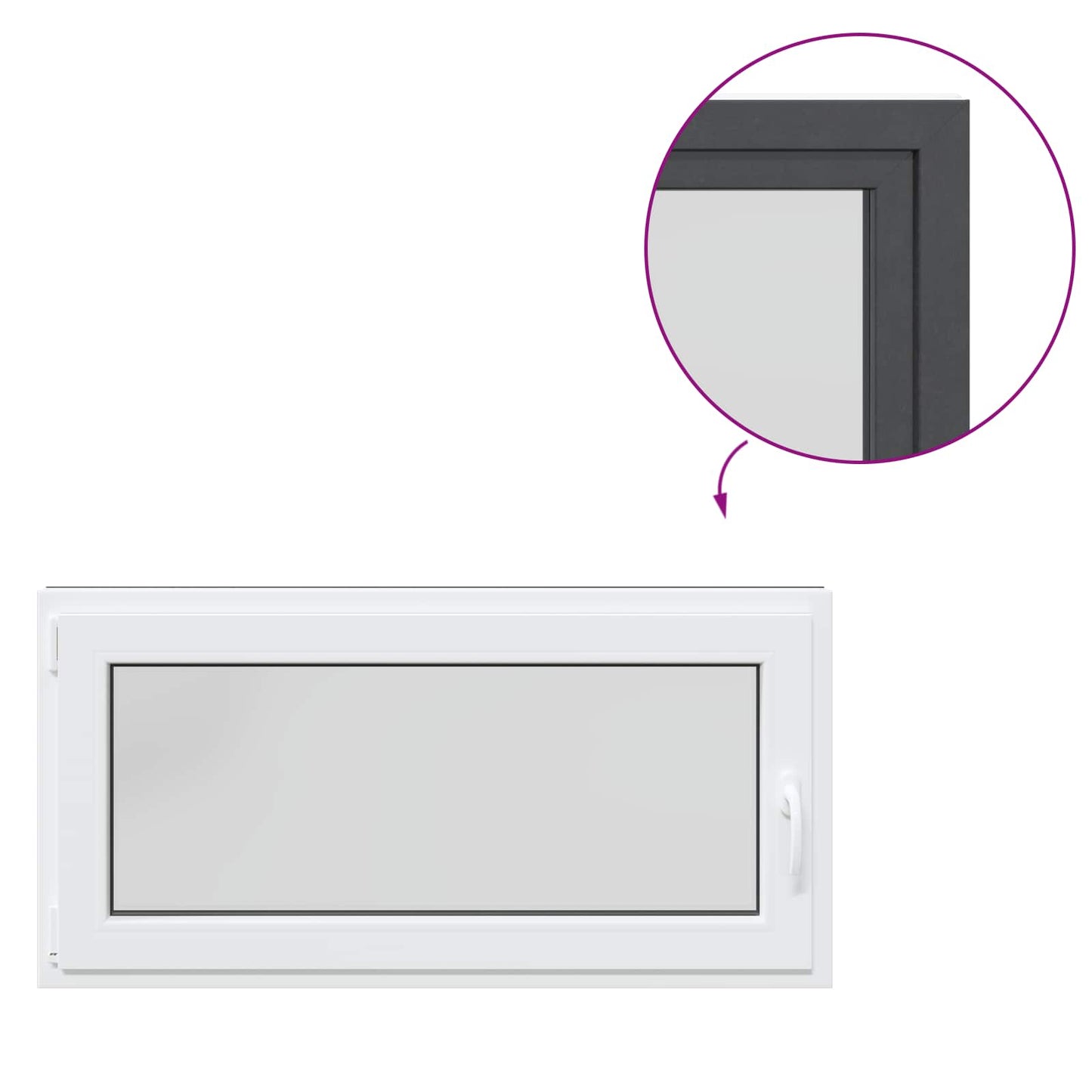 Kjølevindu RISOR 120 x 60 cm PVC og glass Antrasitt