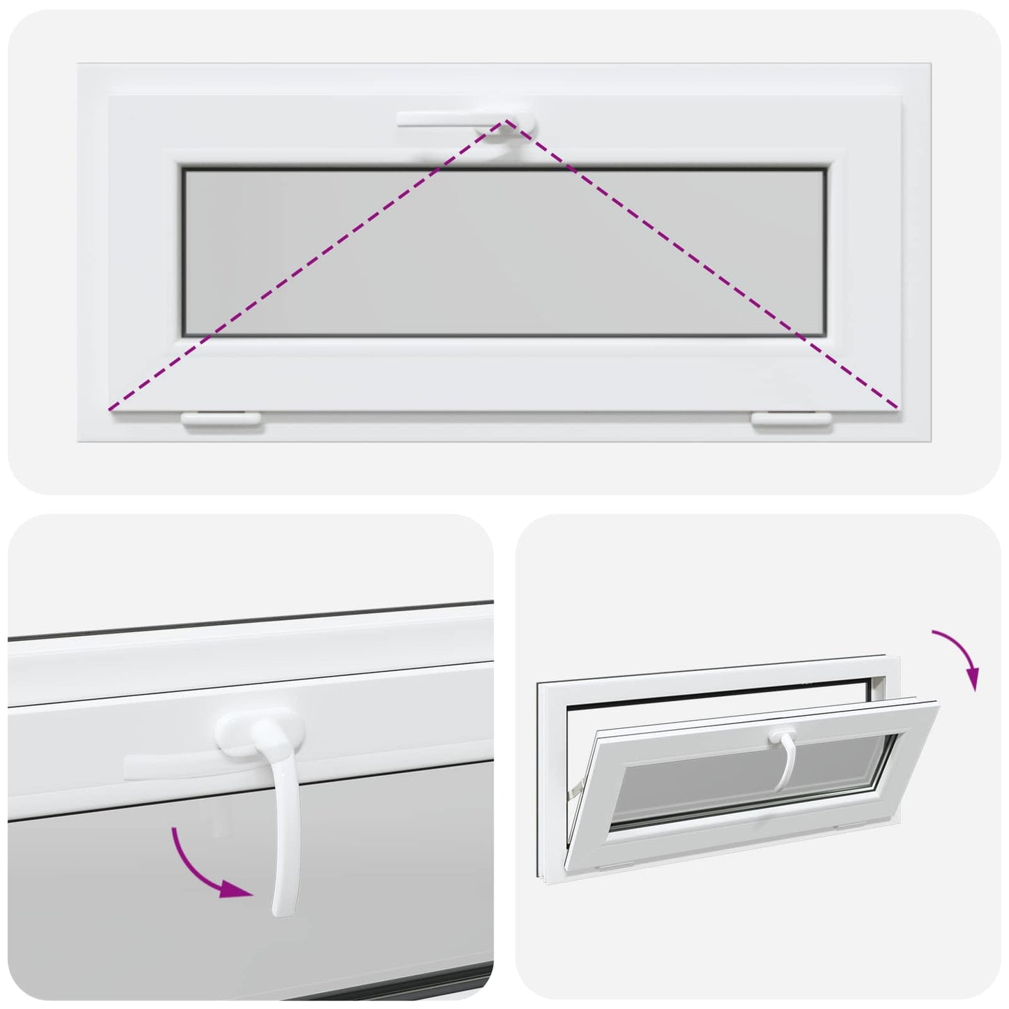 Kjølevindu RISOR 90 x 40 cm PVC og glass Antrasitt