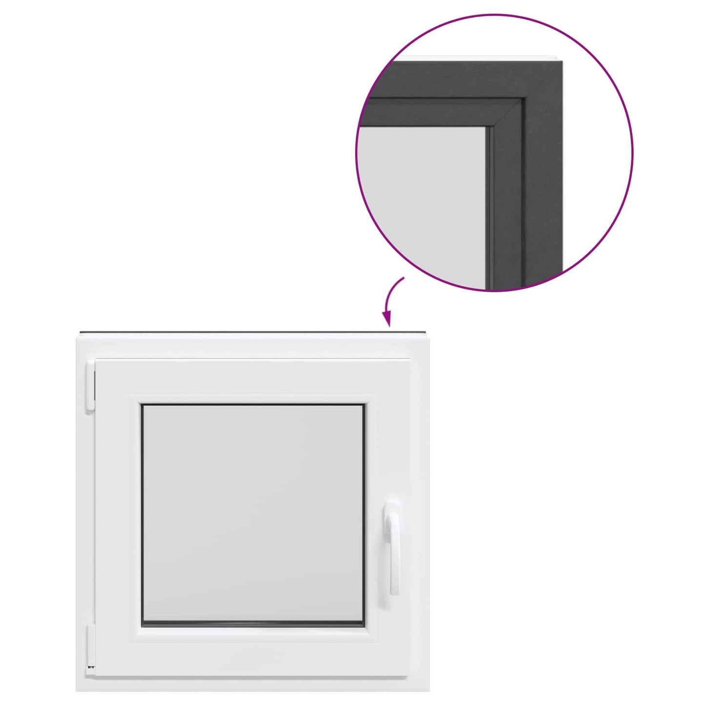 Kjølevindu RISOR 50 x 50 cm PVC og glass Antrasitt