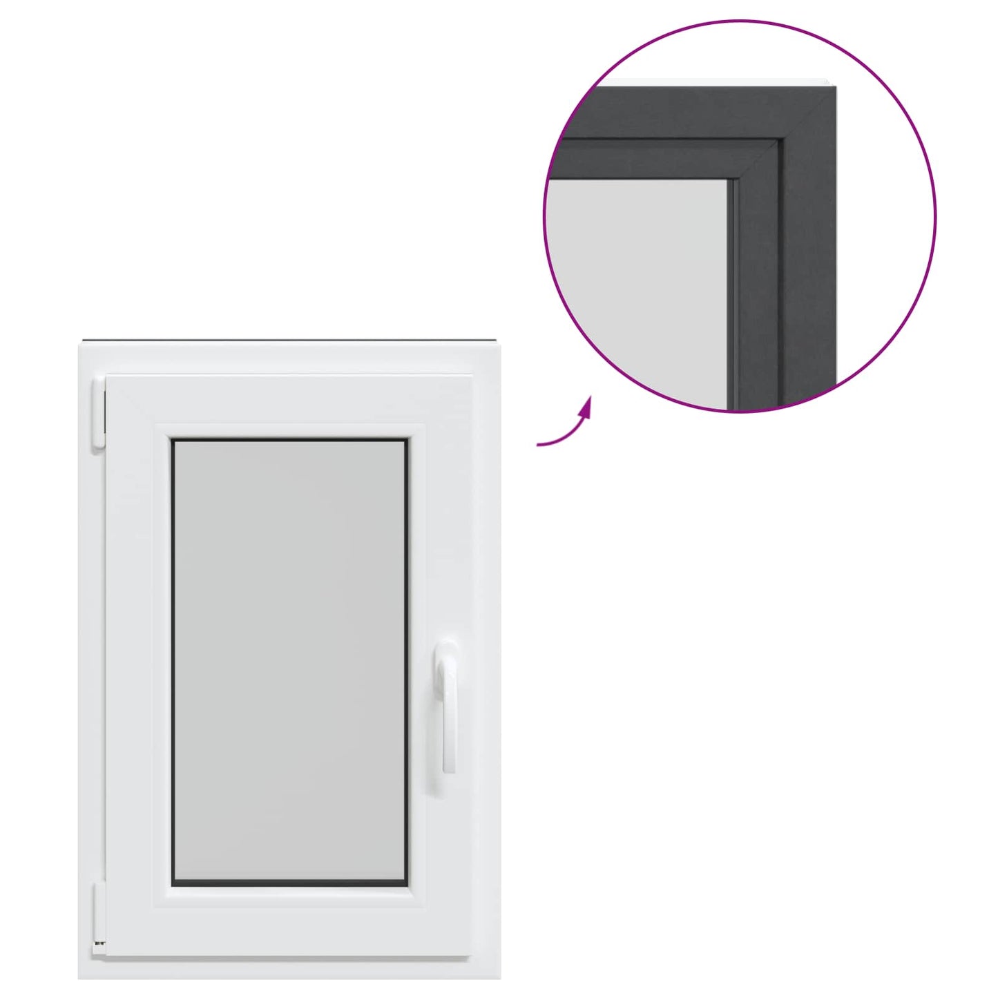 Kjølevindu RISOR 50 x 75 cm PVC og glass Antrasitt