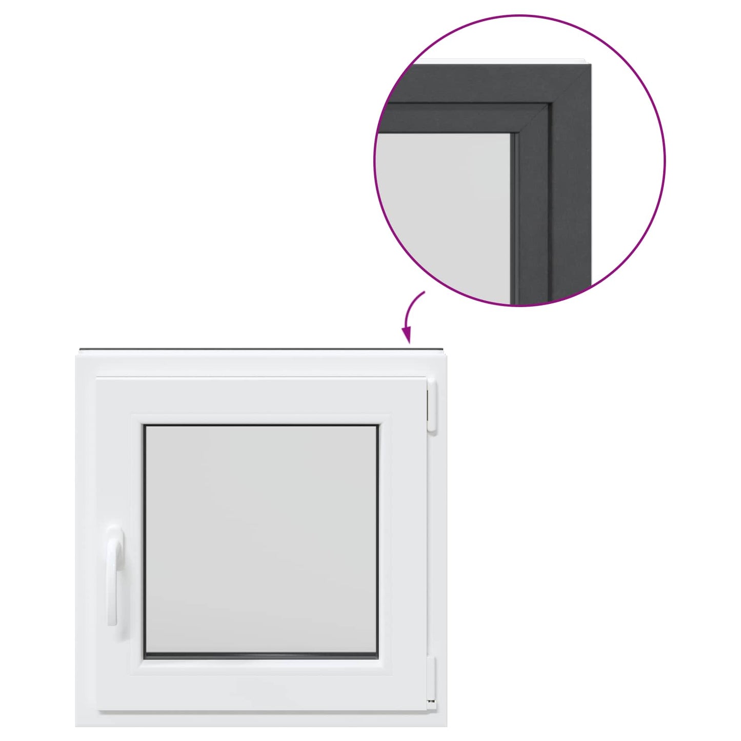 Kjølevindu RISOR 60 x 60 cm PVC og glass Antrasitt