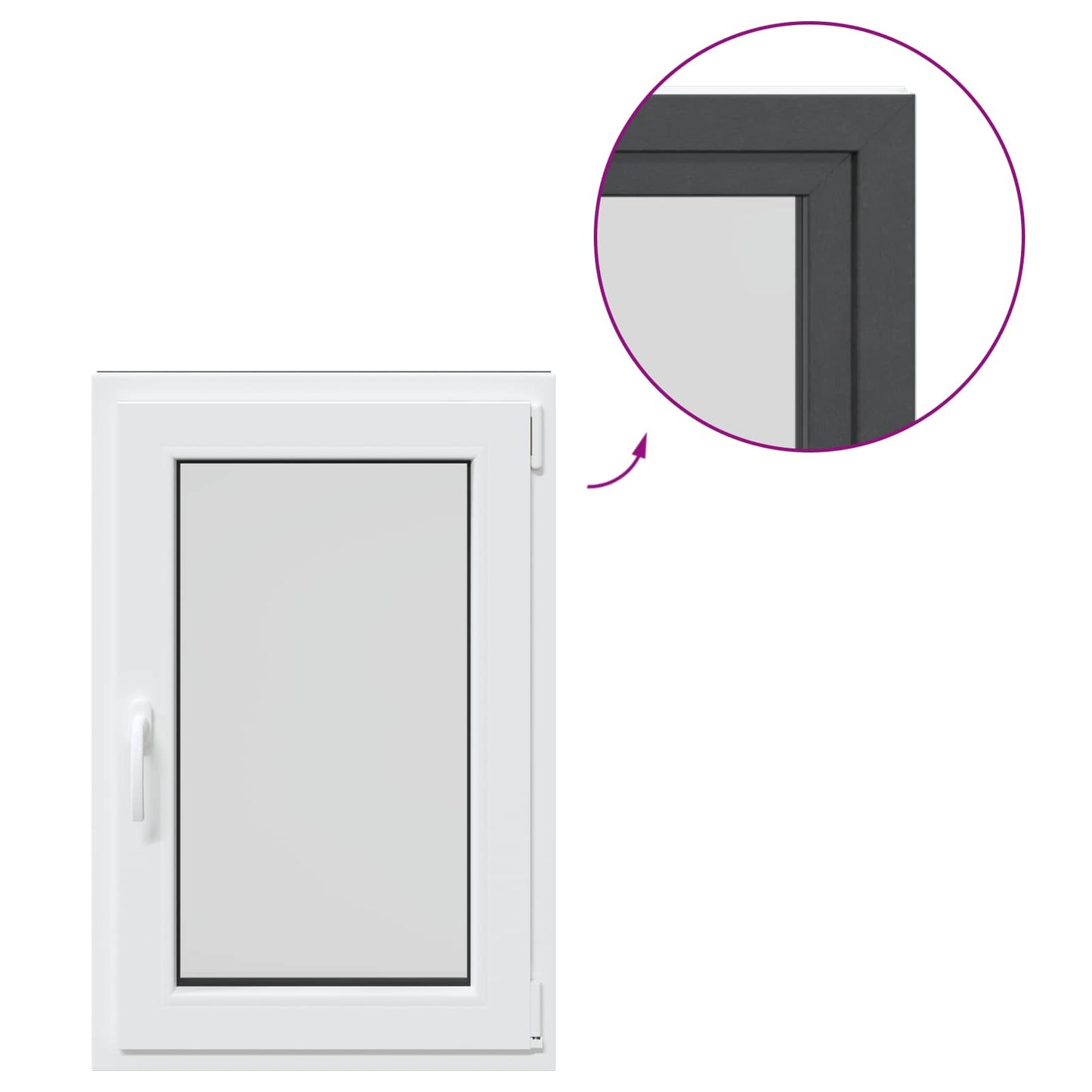 Kjølevindu RISOR 60 x 80 cm PVC og glass Antrasitt