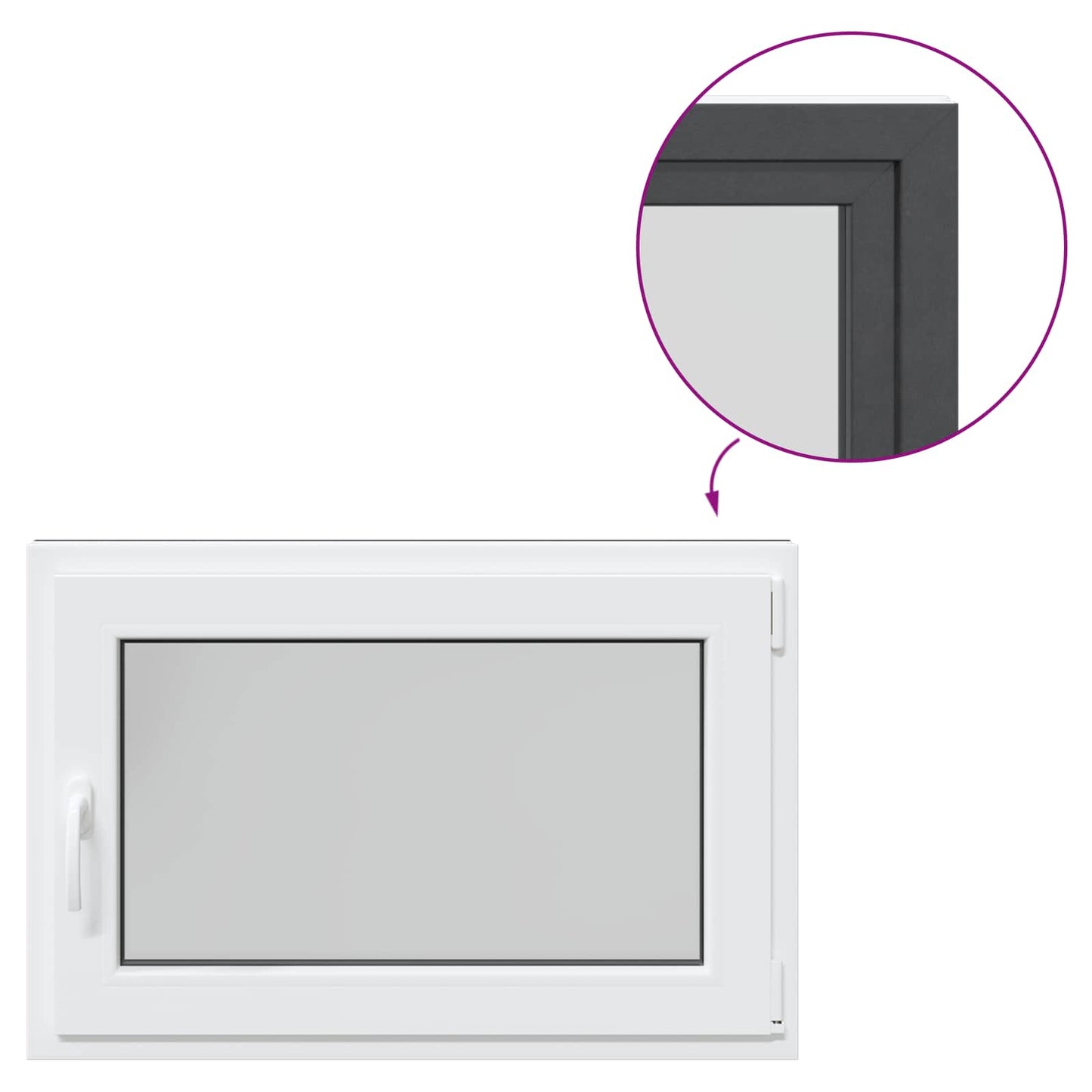 Kjølevindu RISOR 90 x 50 cm PVC og glass Antrasitt