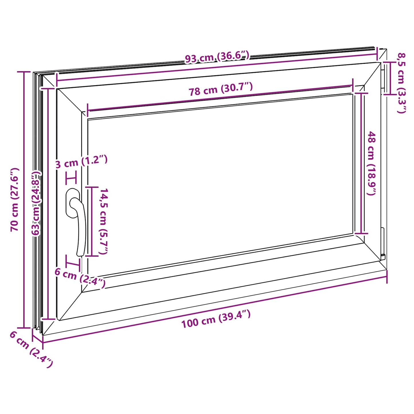 Kjølevindu RISOR 100 x 70 cm PVC og glass Antrasitt